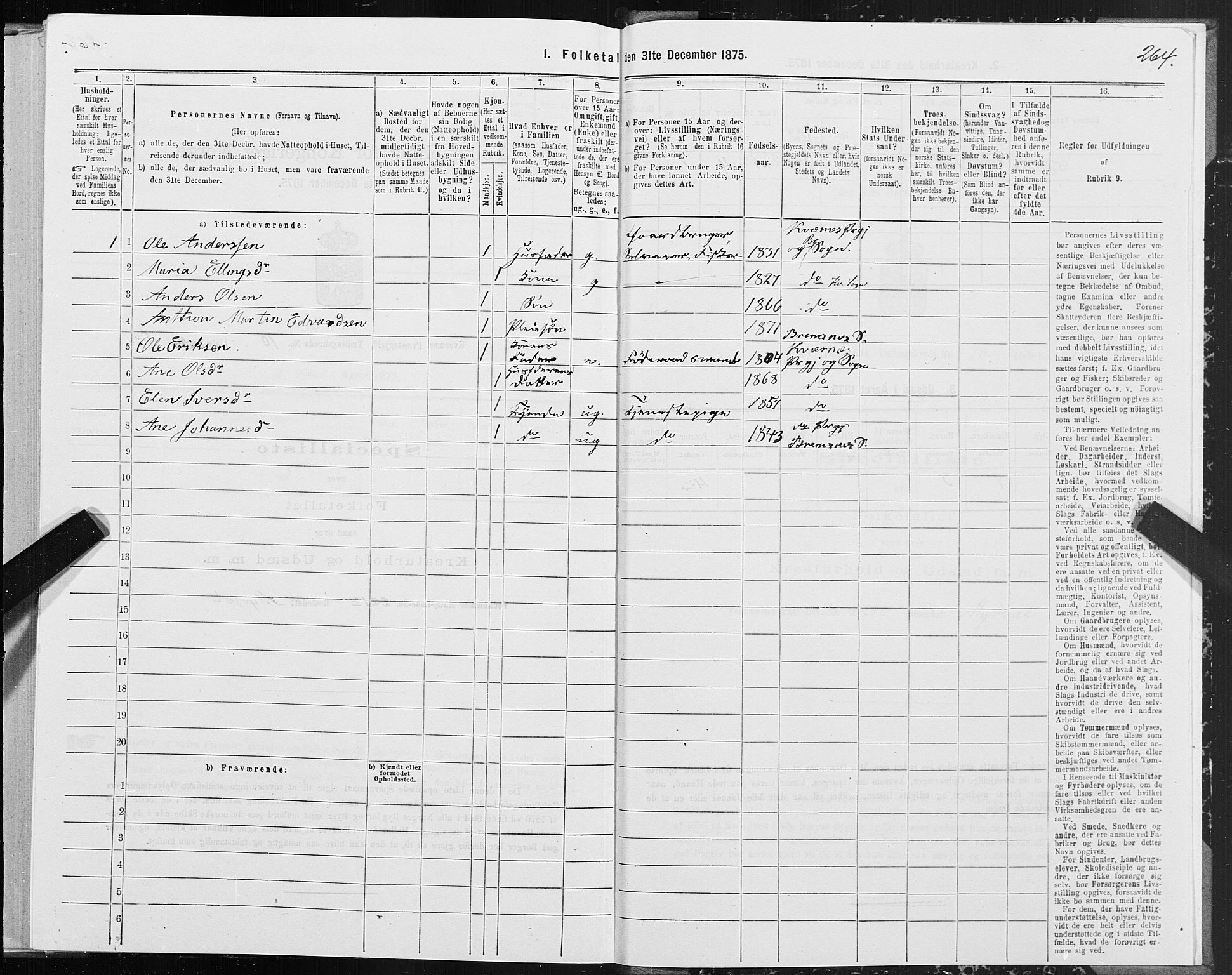 SAT, 1875 census for 1553P Kvernes, 1875, p. 5264