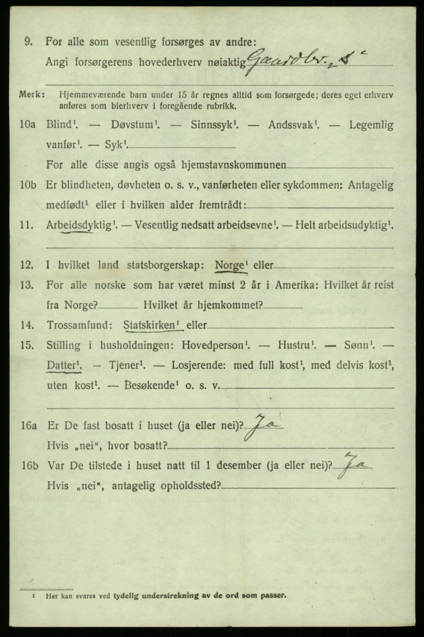 SAB, 1920 census for Gulen, 1920, p. 4978