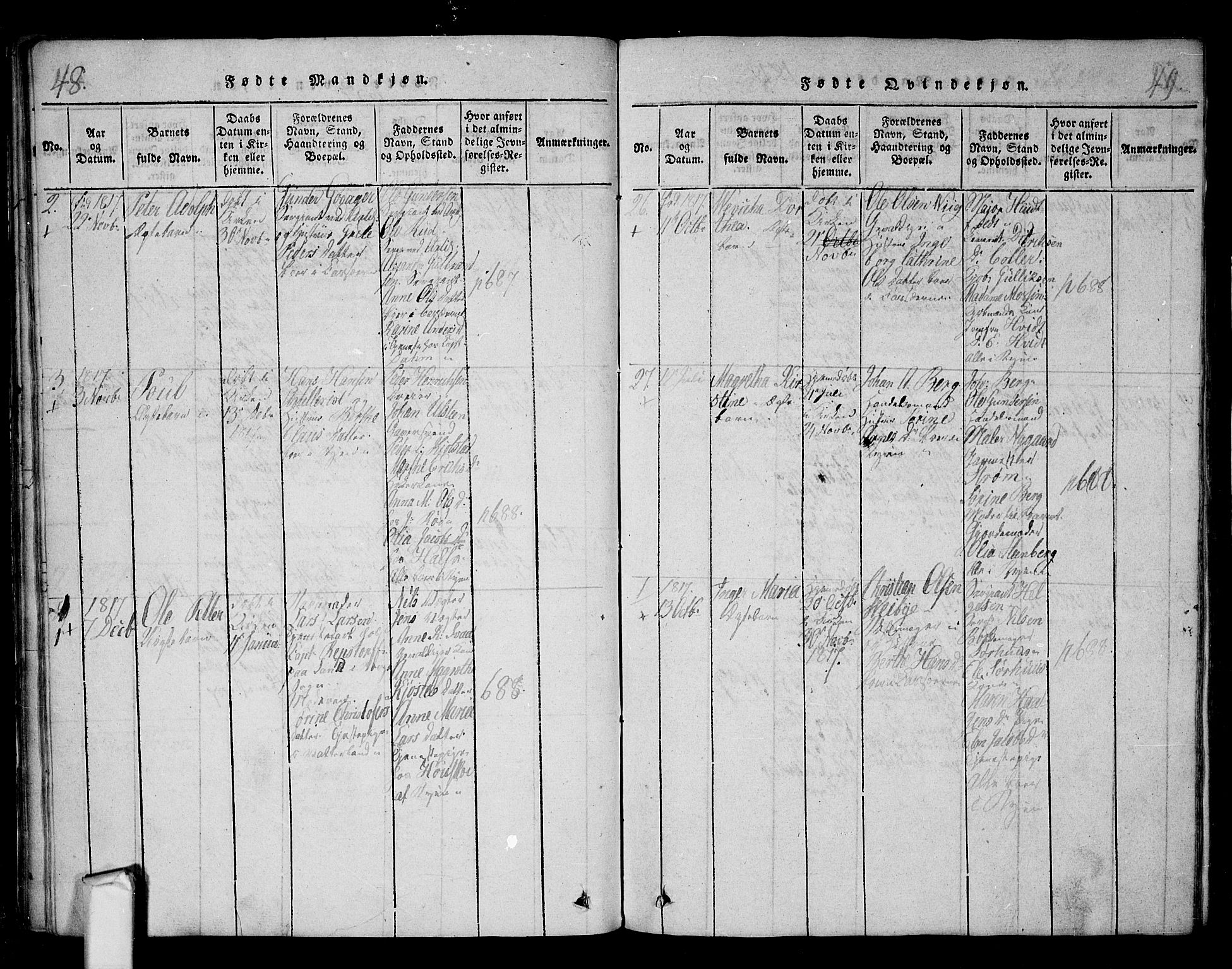 Fredrikstad prestekontor Kirkebøker, SAO/A-11082/F/Fa/L0004: Parish register (official) no. 4, 1816-1834, p. 48-49