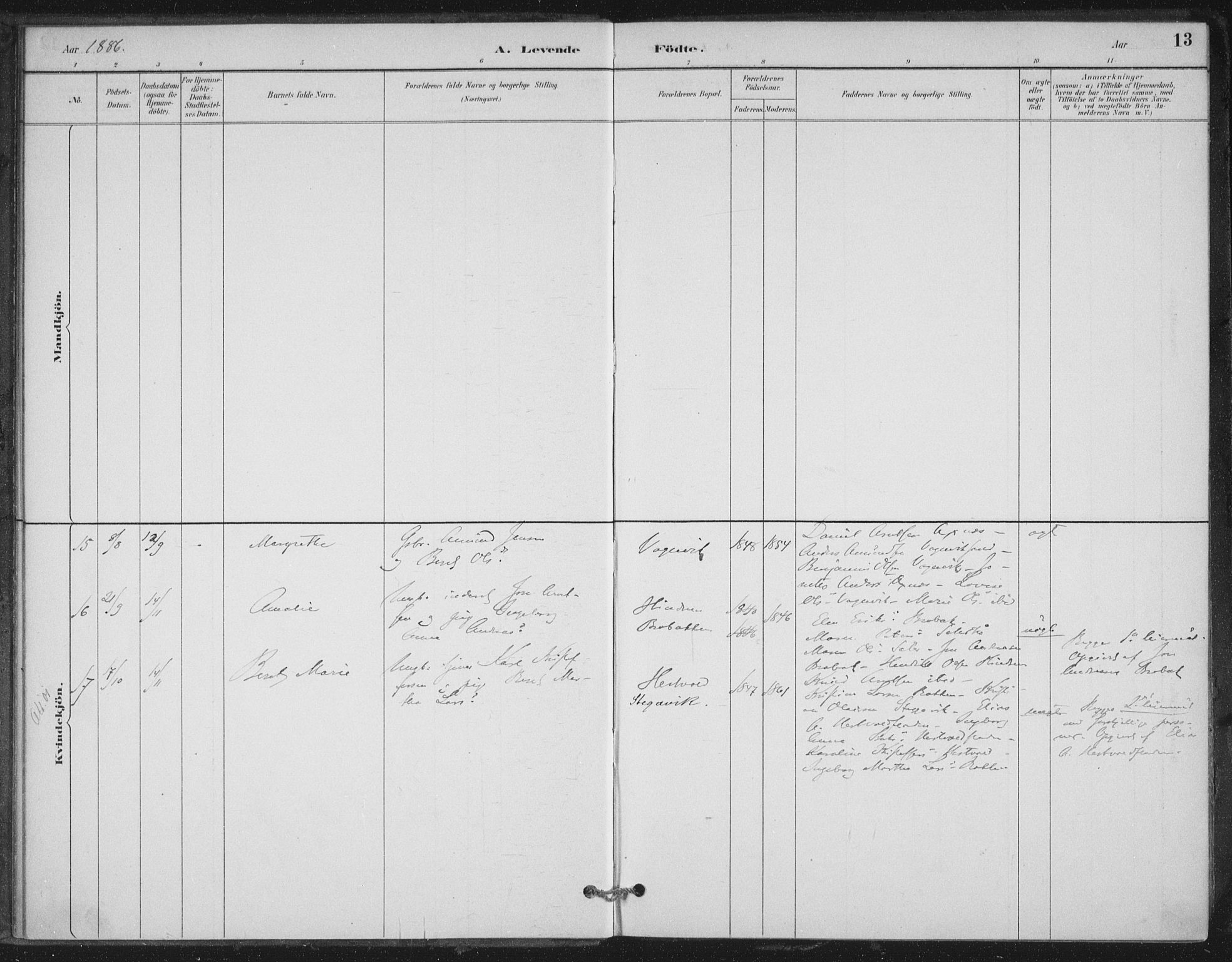 Ministerialprotokoller, klokkerbøker og fødselsregistre - Nord-Trøndelag, AV/SAT-A-1458/702/L0023: Parish register (official) no. 702A01, 1883-1897, p. 13