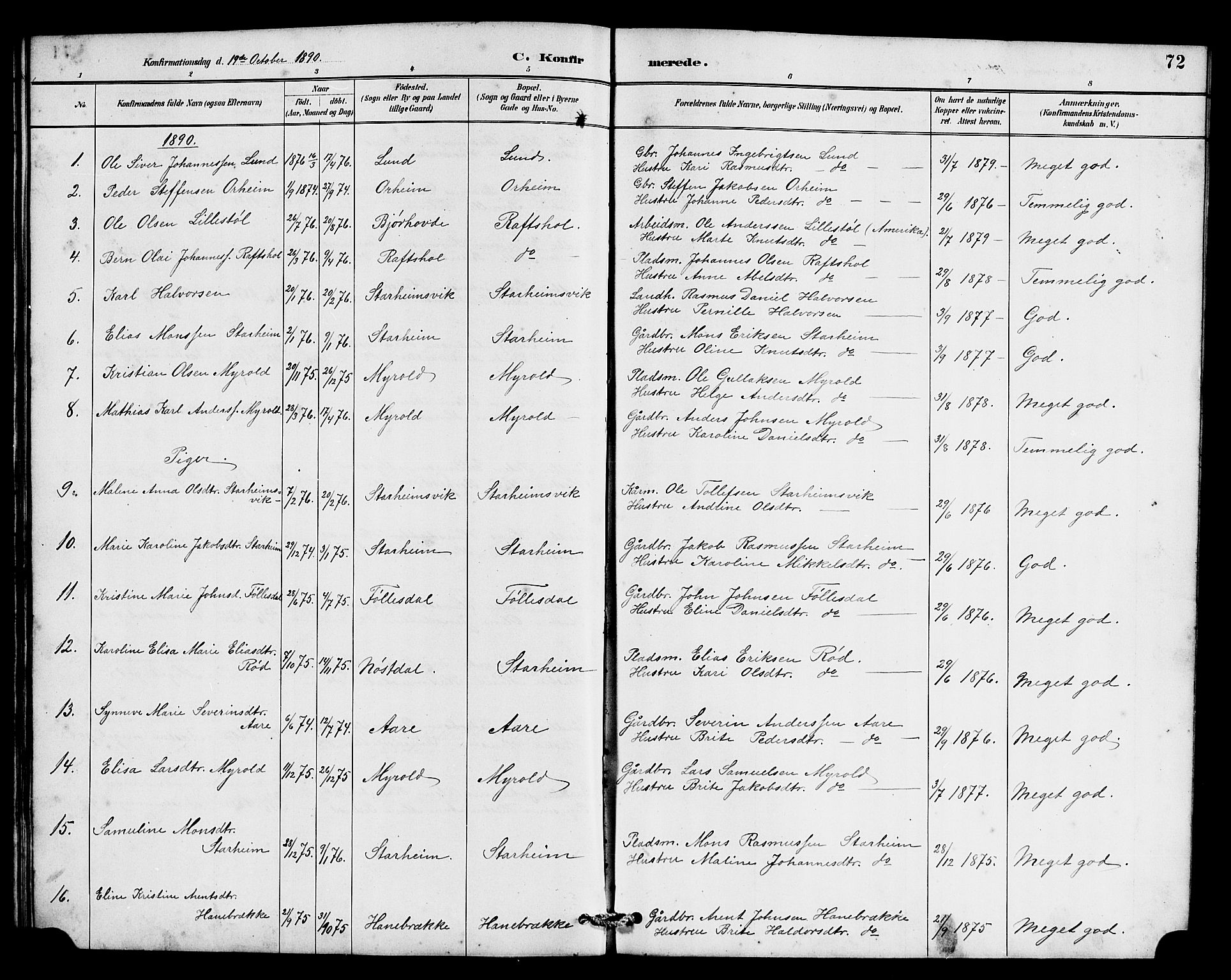 Eid sokneprestembete, SAB/A-82301/H/Hab/Habc/L0002: Parish register (copy) no. C 2, 1887-1906, p. 72