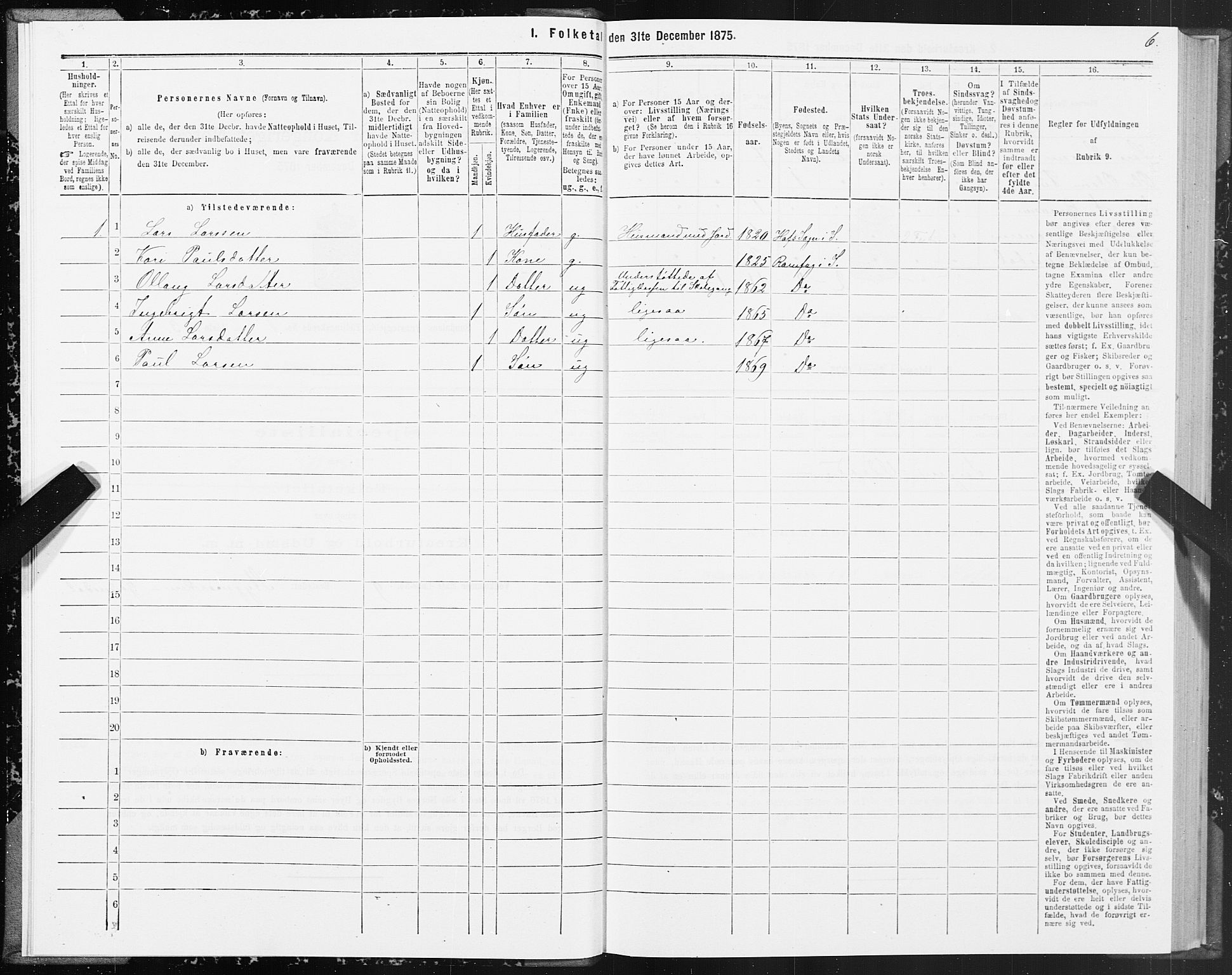 SAT, 1875 census for 1563P Sunndal, 1875, p. 1006