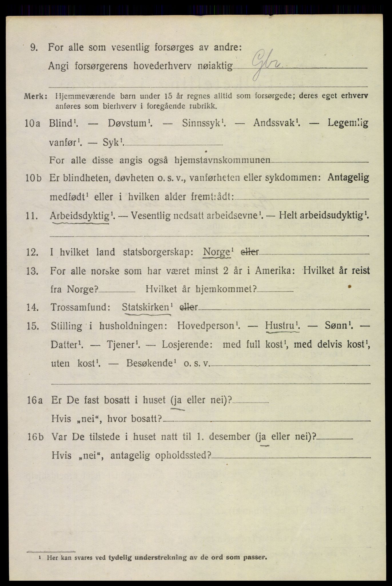 SAH, 1920 census for Vågå, 1920, p. 1639