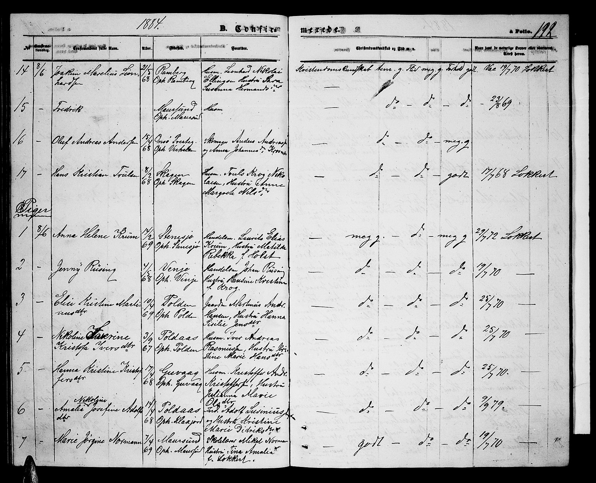 Ministerialprotokoller, klokkerbøker og fødselsregistre - Nordland, AV/SAT-A-1459/891/L1314: Parish register (copy) no. 891C03, 1870-1885, p. 122