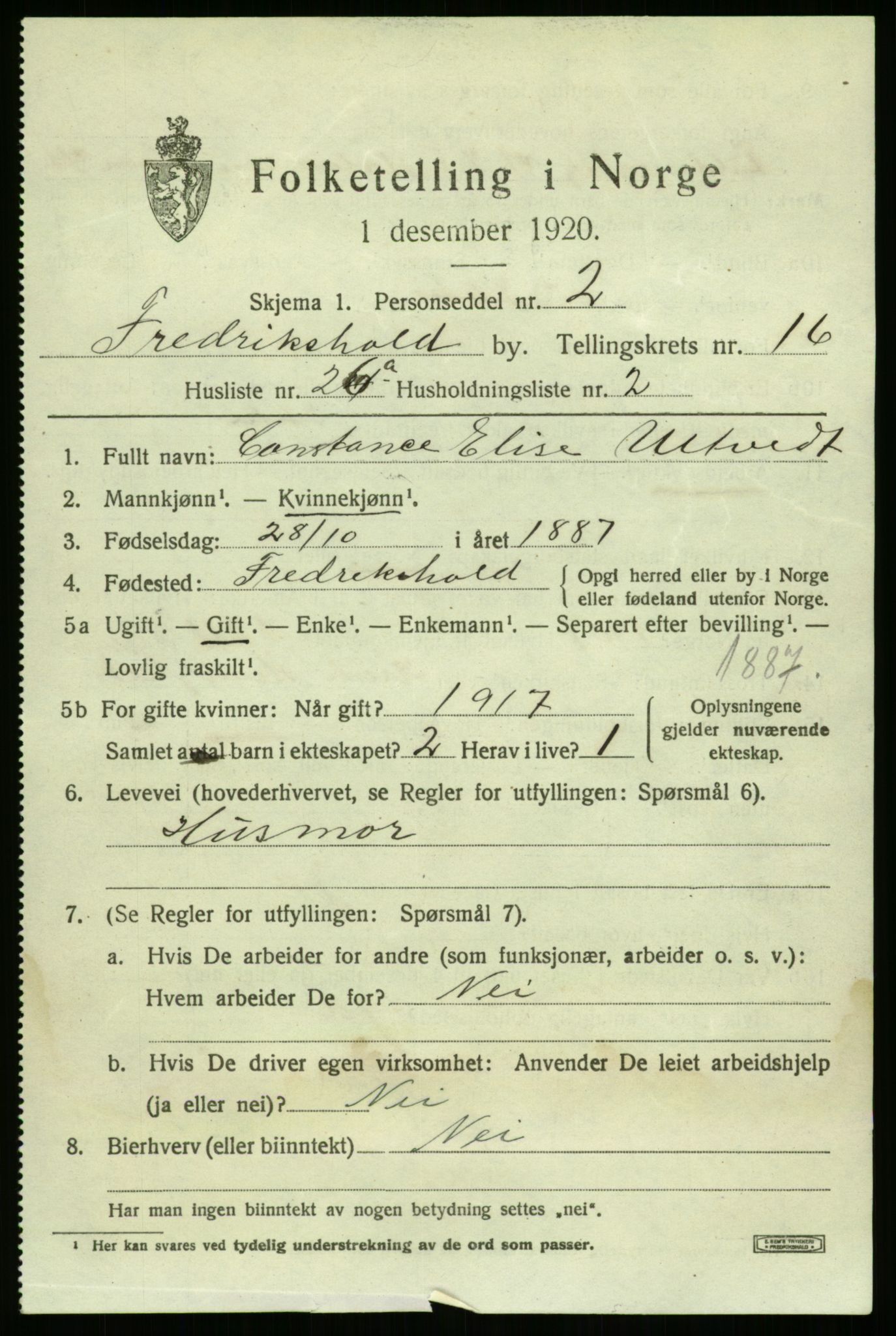 RA, 1920 census: Additional forms, 1920, p. 11