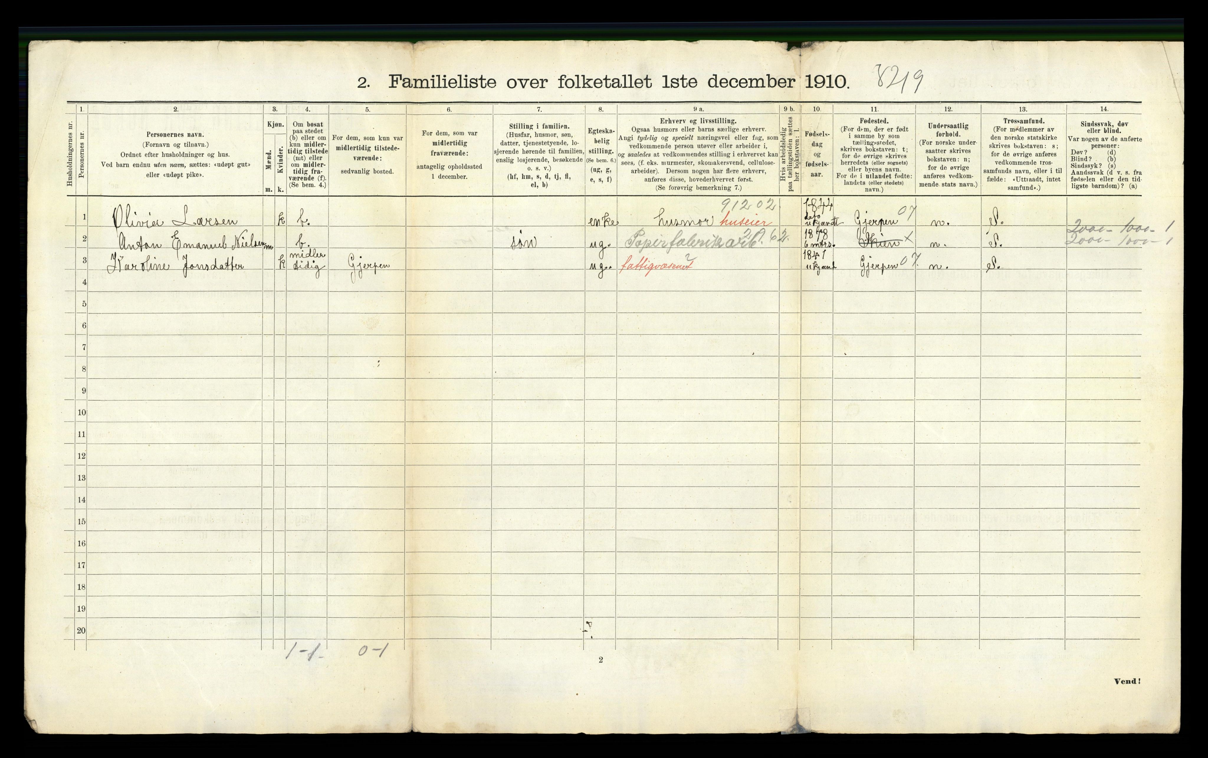 RA, 1910 census for Skien, 1910, p. 2969