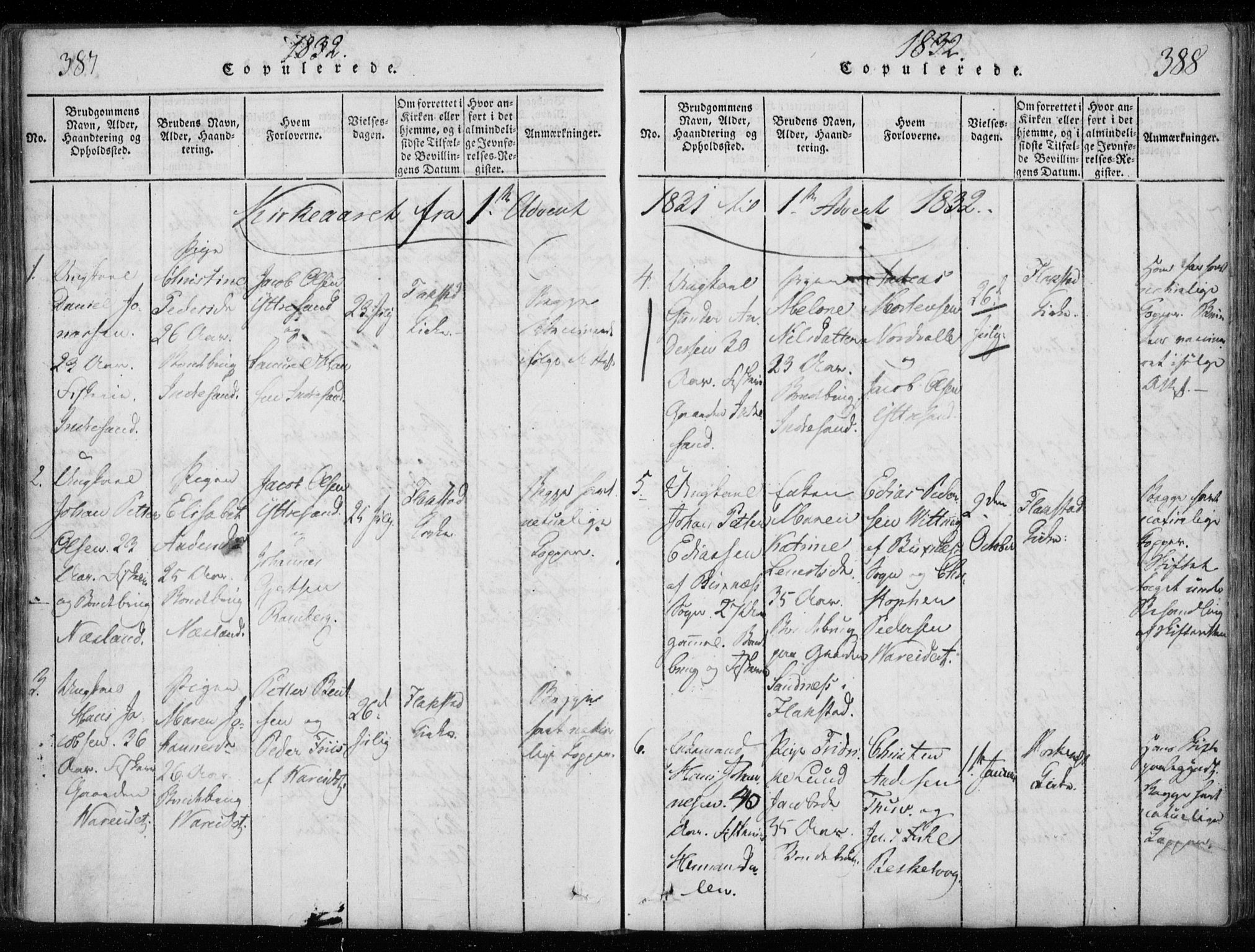 Ministerialprotokoller, klokkerbøker og fødselsregistre - Nordland, SAT/A-1459/885/L1201: Parish register (official) no. 885A02, 1820-1837, p. 387-388