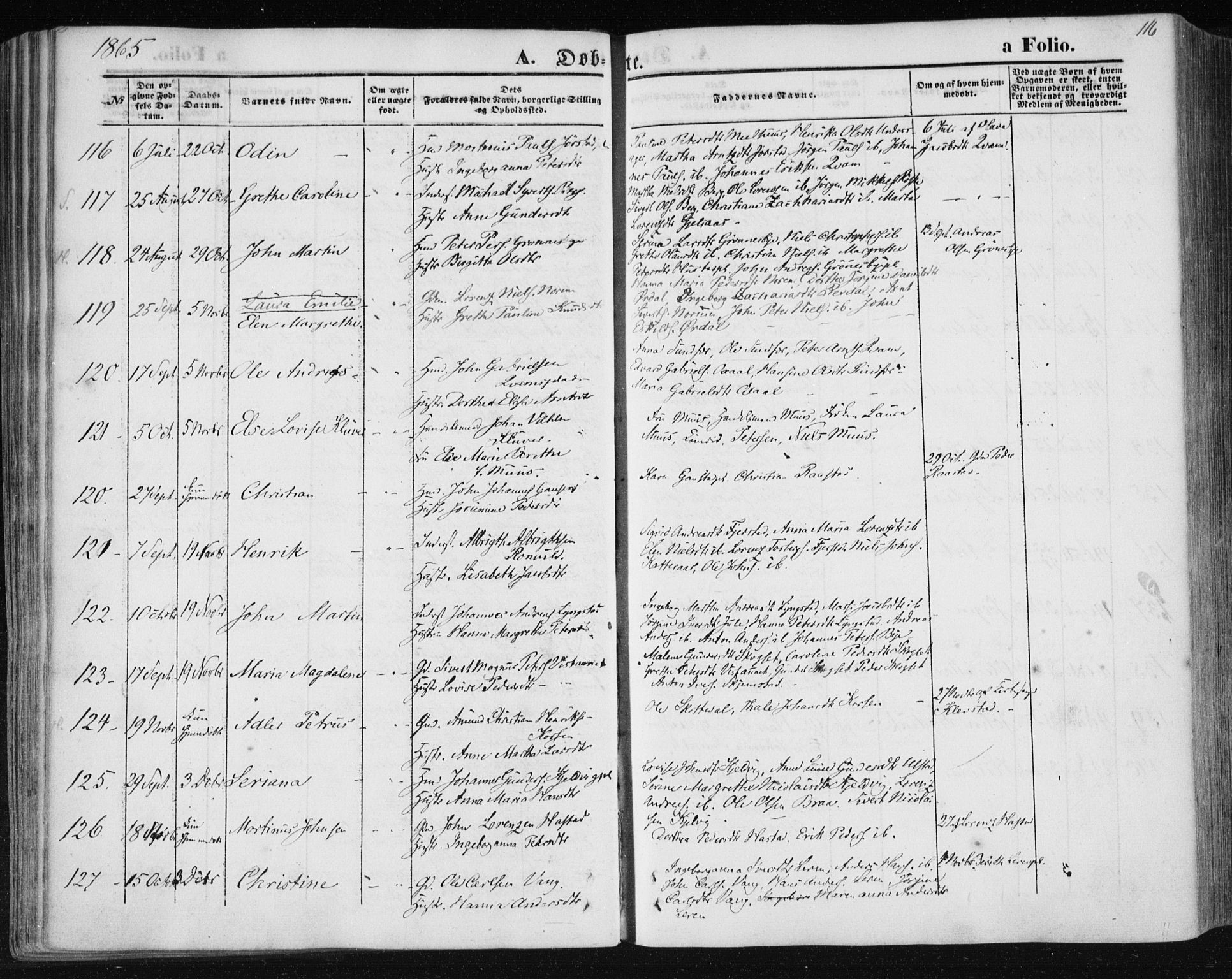 Ministerialprotokoller, klokkerbøker og fødselsregistre - Nord-Trøndelag, SAT/A-1458/730/L0283: Parish register (official) no. 730A08, 1855-1865, p. 116