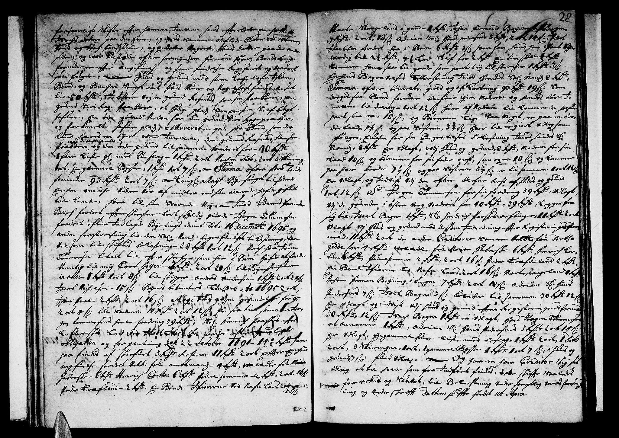 Stavanger byfogd, AV/SAST-A-101408/001/5/50/503BB/L0003: Skifteprotokoll, 1695-1707, p. 27b-28a