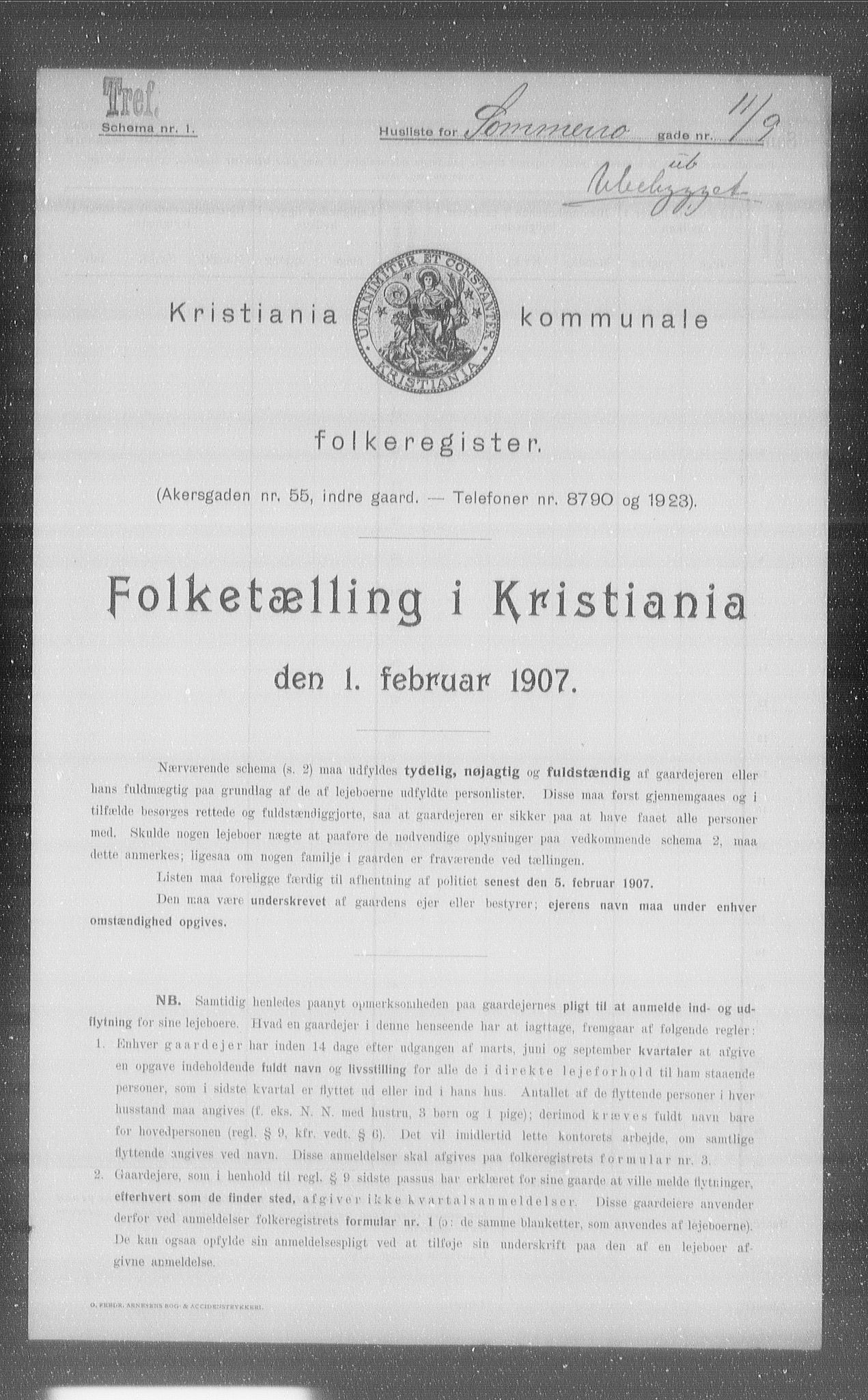 OBA, Municipal Census 1907 for Kristiania, 1907, p. 50952