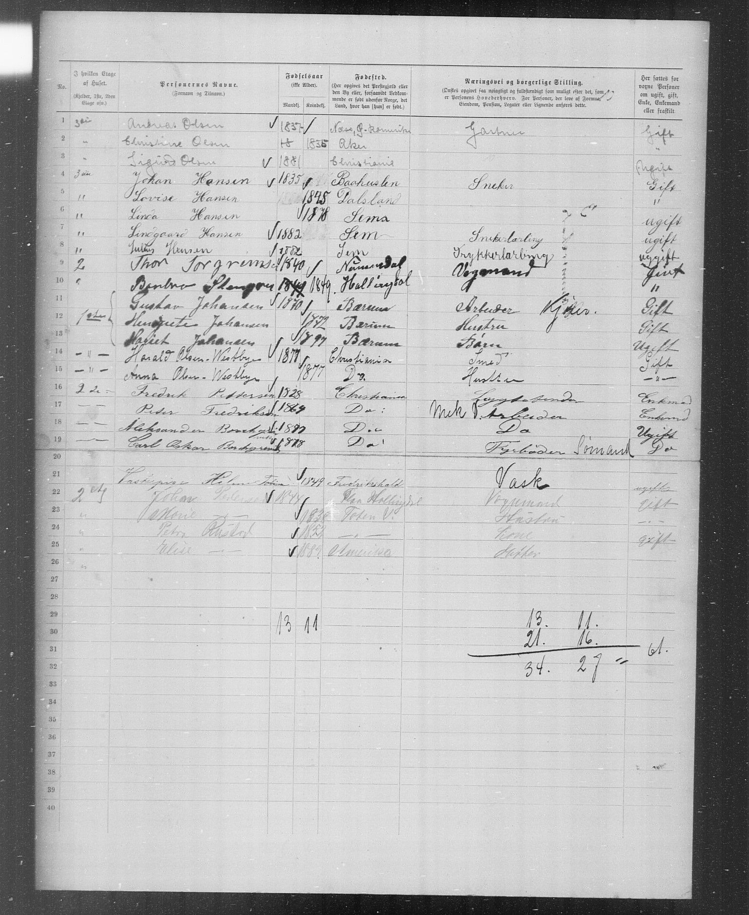 OBA, Municipal Census 1899 for Kristiania, 1899, p. 4656