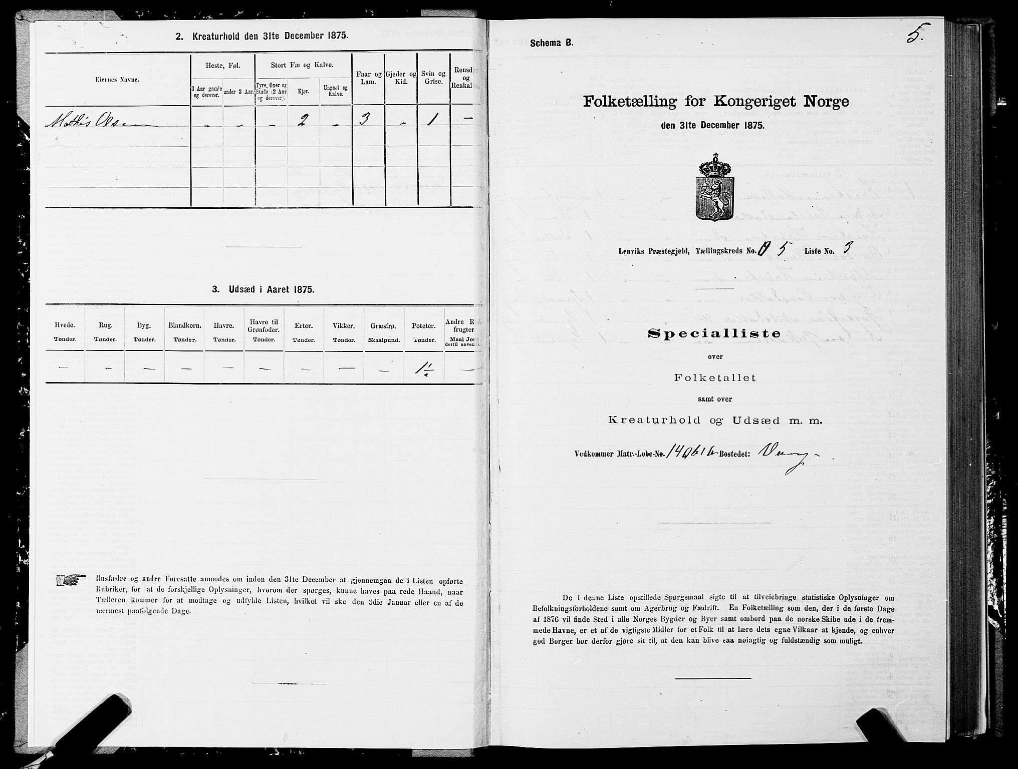 SATØ, 1875 census for 1931P Lenvik, 1875, p. 3005