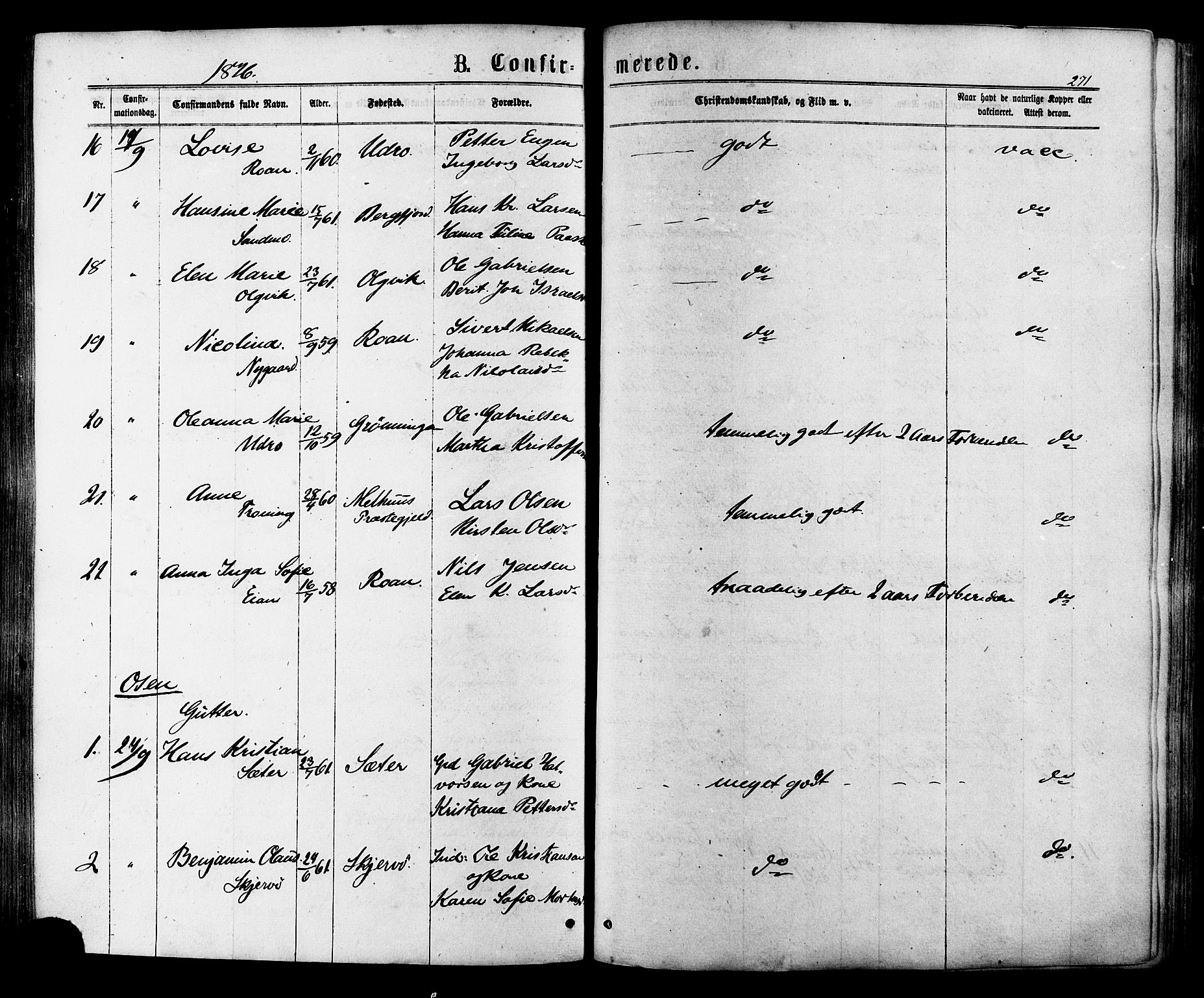 Ministerialprotokoller, klokkerbøker og fødselsregistre - Sør-Trøndelag, AV/SAT-A-1456/657/L0706: Parish register (official) no. 657A07, 1867-1878, p. 271