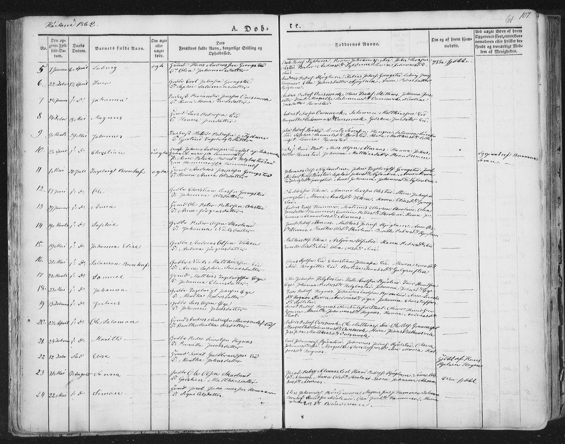 Ministerialprotokoller, klokkerbøker og fødselsregistre - Nord-Trøndelag, SAT/A-1458/758/L0513: Parish register (official) no. 758A02 /2, 1839-1868, p. 61