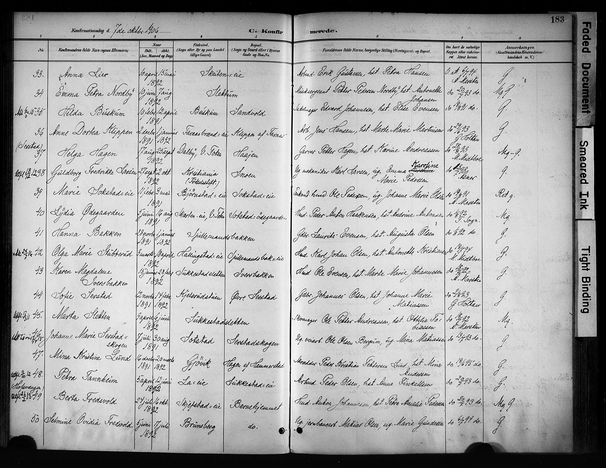 Østre Toten prestekontor, SAH/PREST-104/H/Ha/Haa/L0008: Parish register (official) no. 8, 1897-1909, p. 183