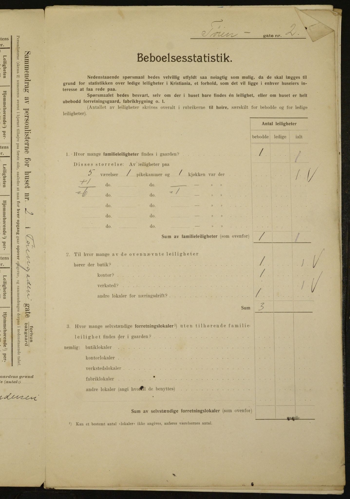 OBA, Municipal Census 1910 for Kristiania, 1910, p. 111510