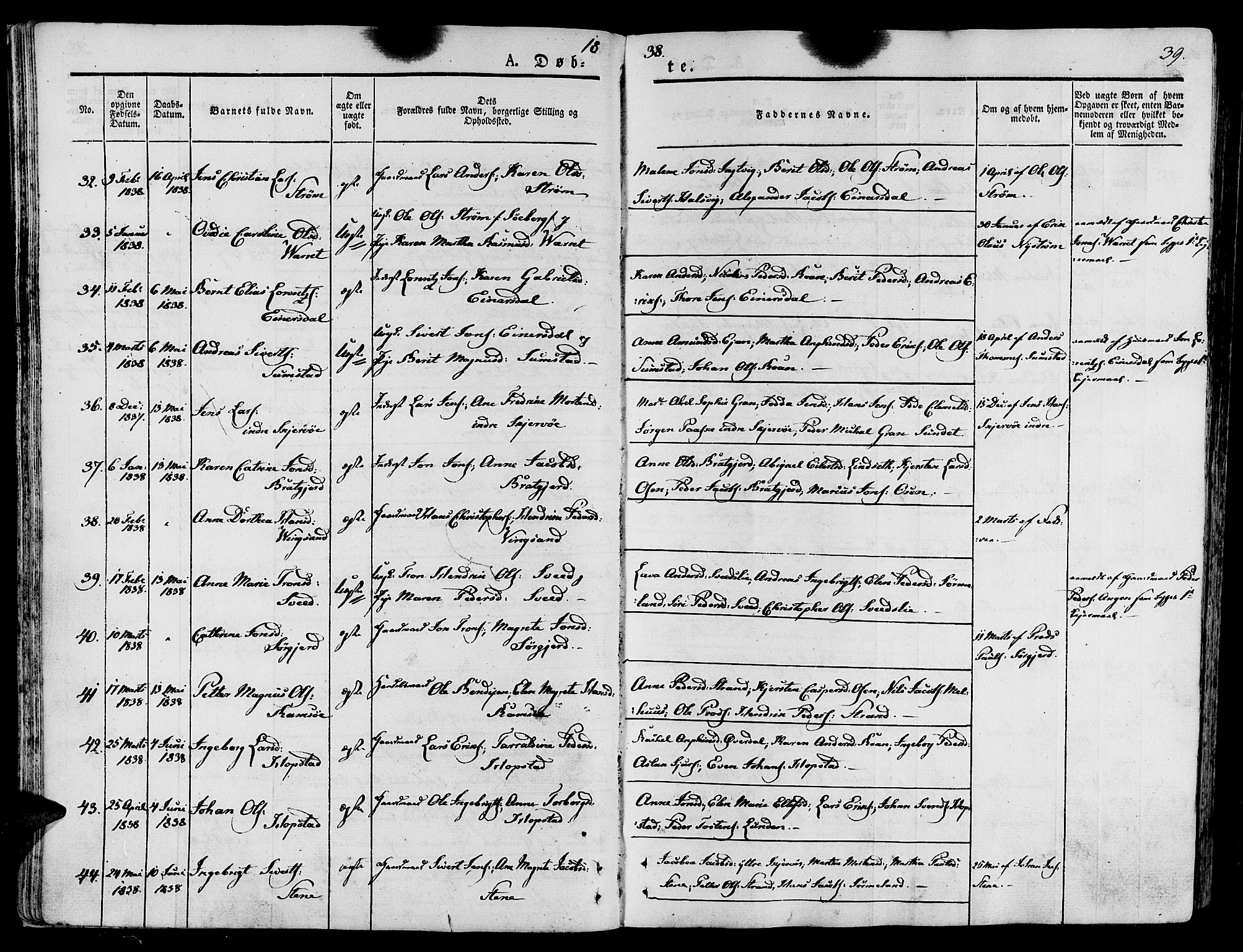 Ministerialprotokoller, klokkerbøker og fødselsregistre - Sør-Trøndelag, AV/SAT-A-1456/657/L0703: Parish register (official) no. 657A04, 1831-1846, p. 39