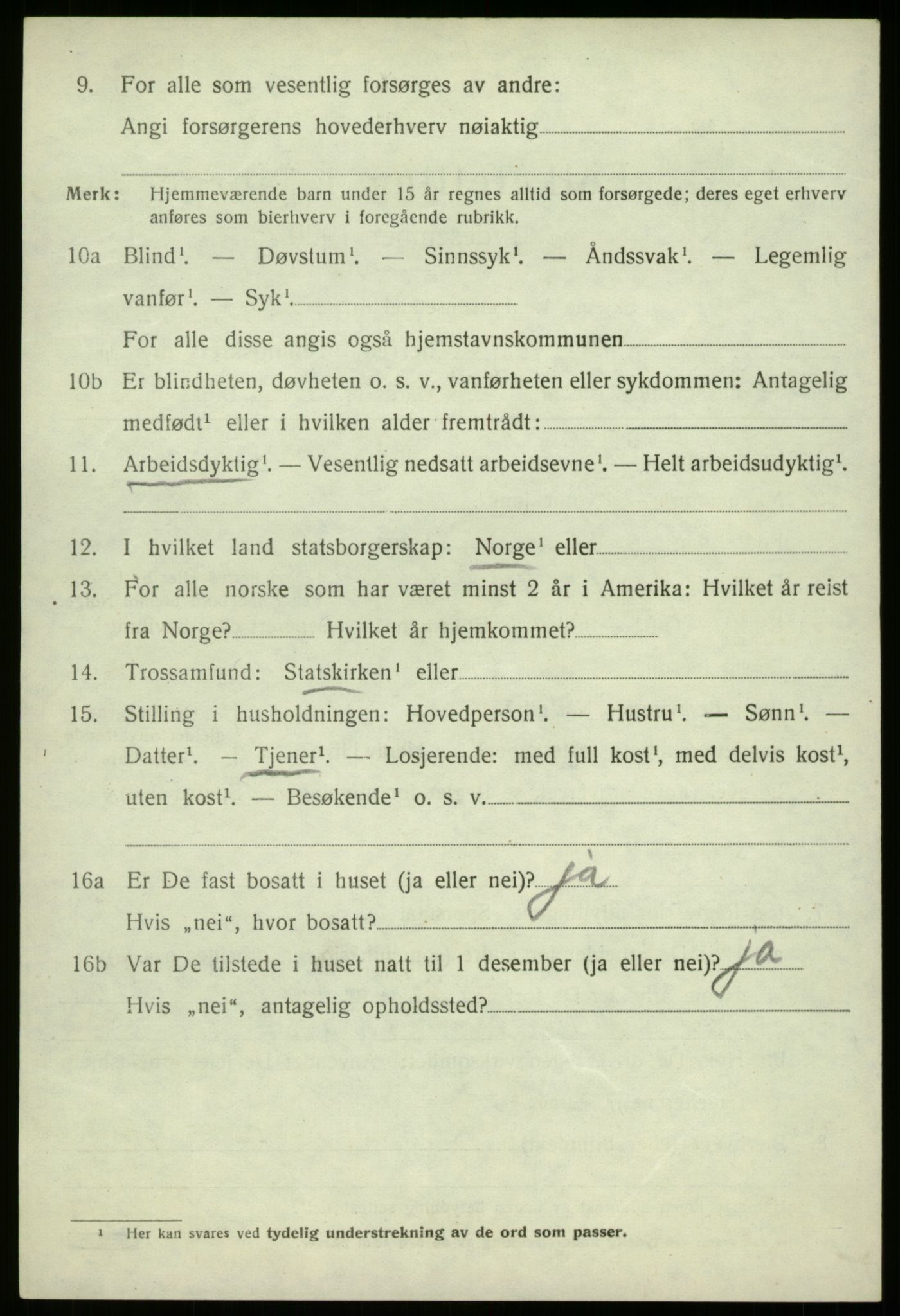 SAB, 1920 census for Selje, 1920, p. 7500