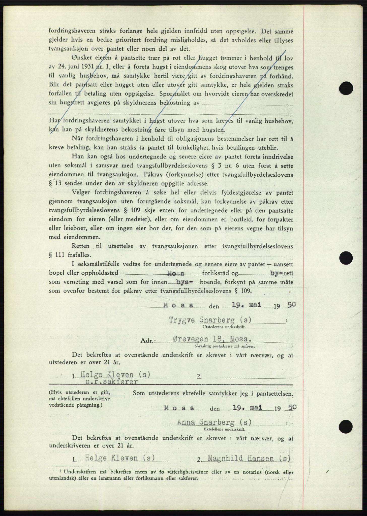 Moss sorenskriveri, AV/SAO-A-10168: Mortgage book no. B24, 1950-1950, Diary no: : 1541/1950