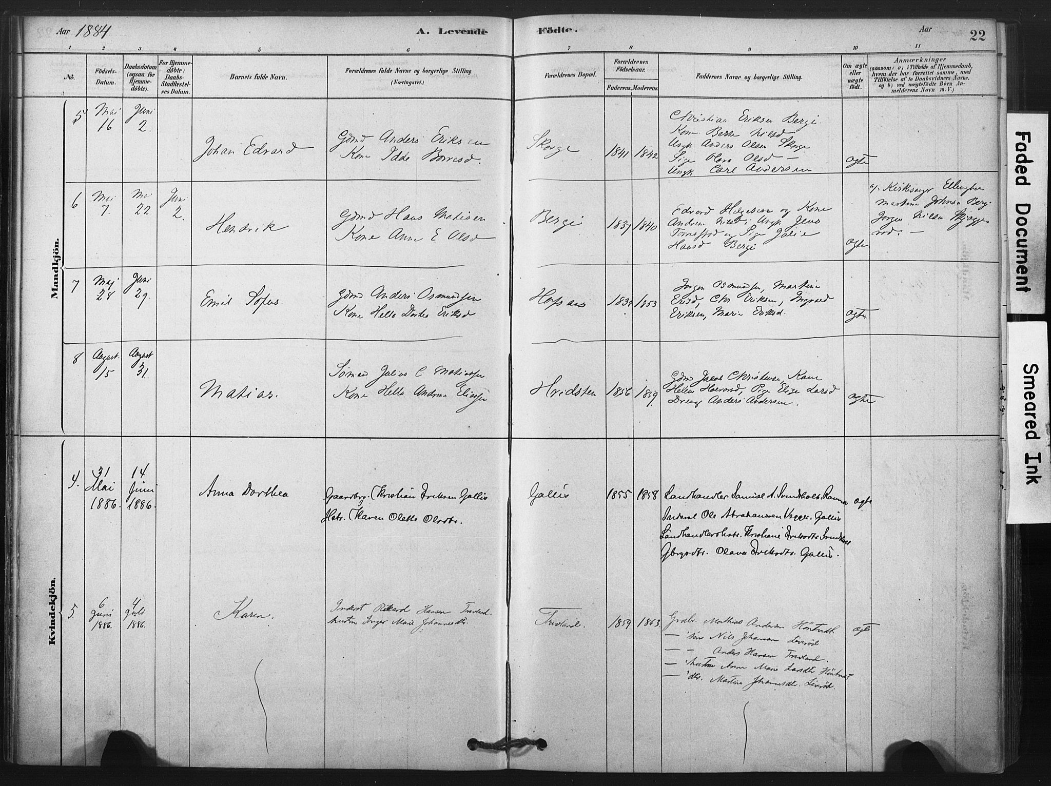 Andebu kirkebøker, AV/SAKO-A-336/F/Fa/L0008: Parish register (official) no. 8, 1878-1902, p. 22