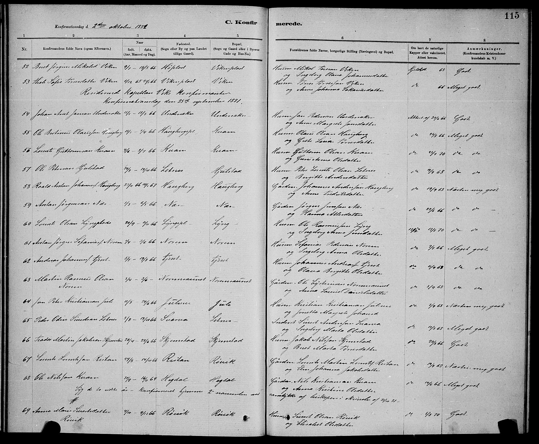 Ministerialprotokoller, klokkerbøker og fødselsregistre - Nord-Trøndelag, AV/SAT-A-1458/730/L0301: Parish register (copy) no. 730C04, 1880-1897, p. 115