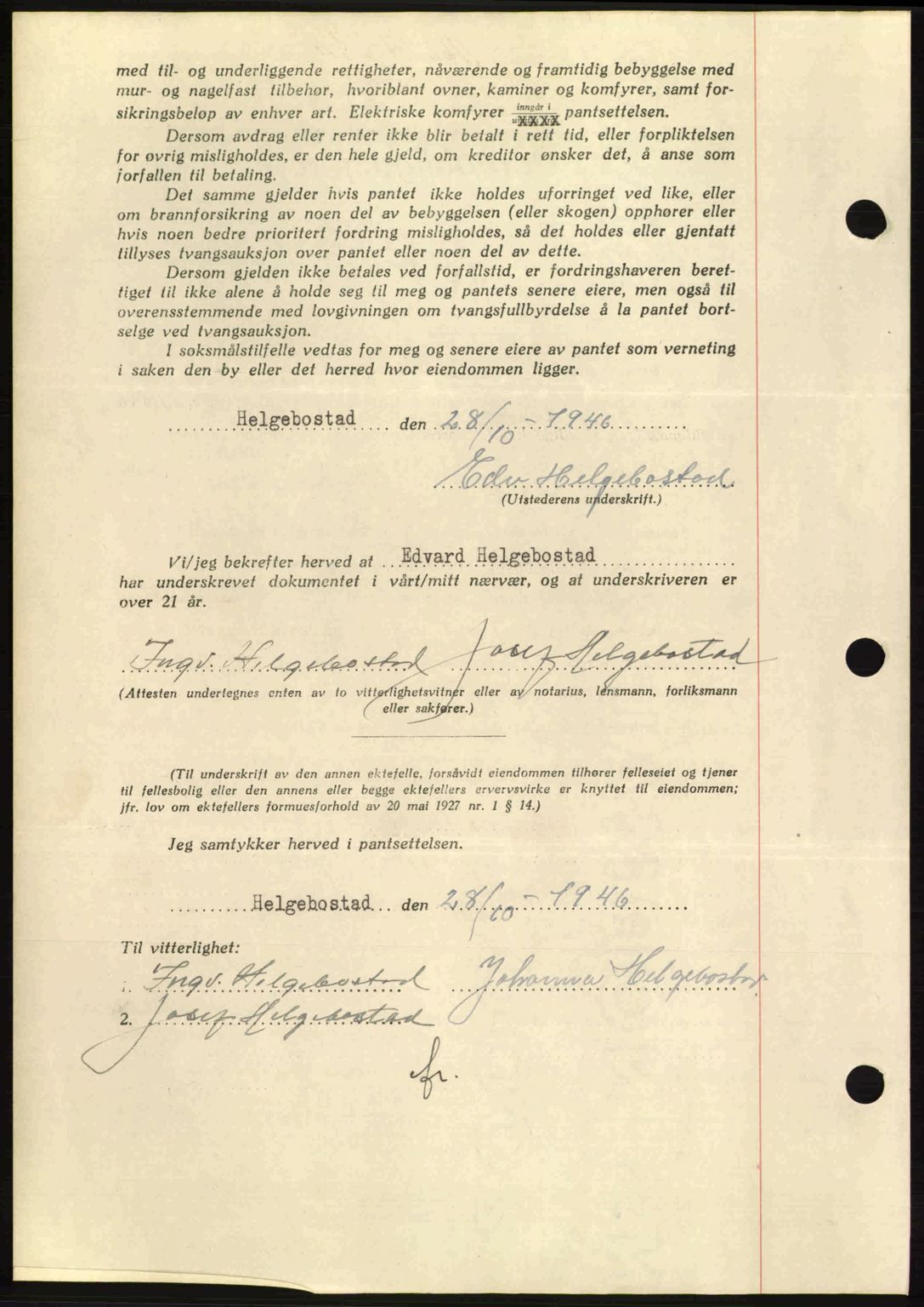 Hitra sorenskriveri, AV/SAT-A-0018/2/2C/2Ca: Mortgage book no. B1, 1939-1949, Diary no: : 1163/1946