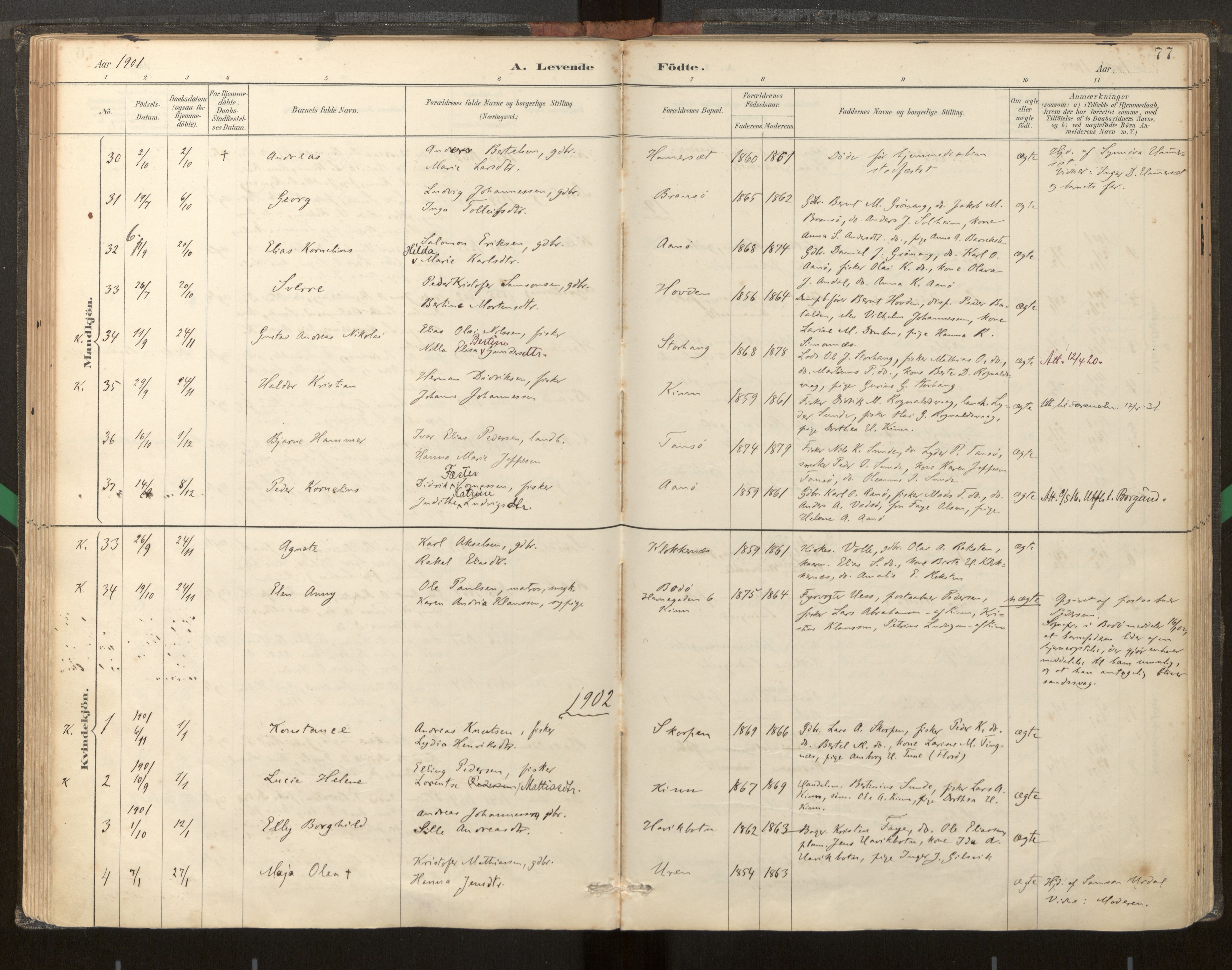 Kinn sokneprestembete, AV/SAB-A-80801/H/Haa/Haab/L0001: Parish register (official) no. B 1, 1886-1921, p. 77