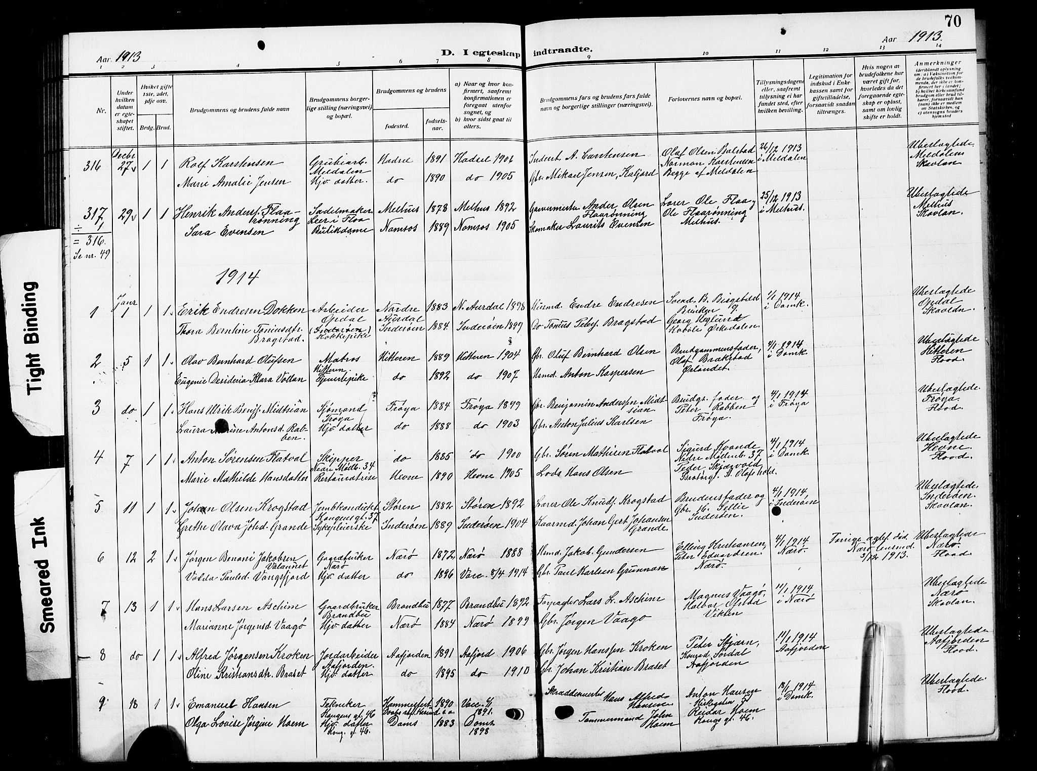Ministerialprotokoller, klokkerbøker og fødselsregistre - Sør-Trøndelag, SAT/A-1456/601/L0097: Parish register (copy) no. 601C15, 1911-1921, p. 70