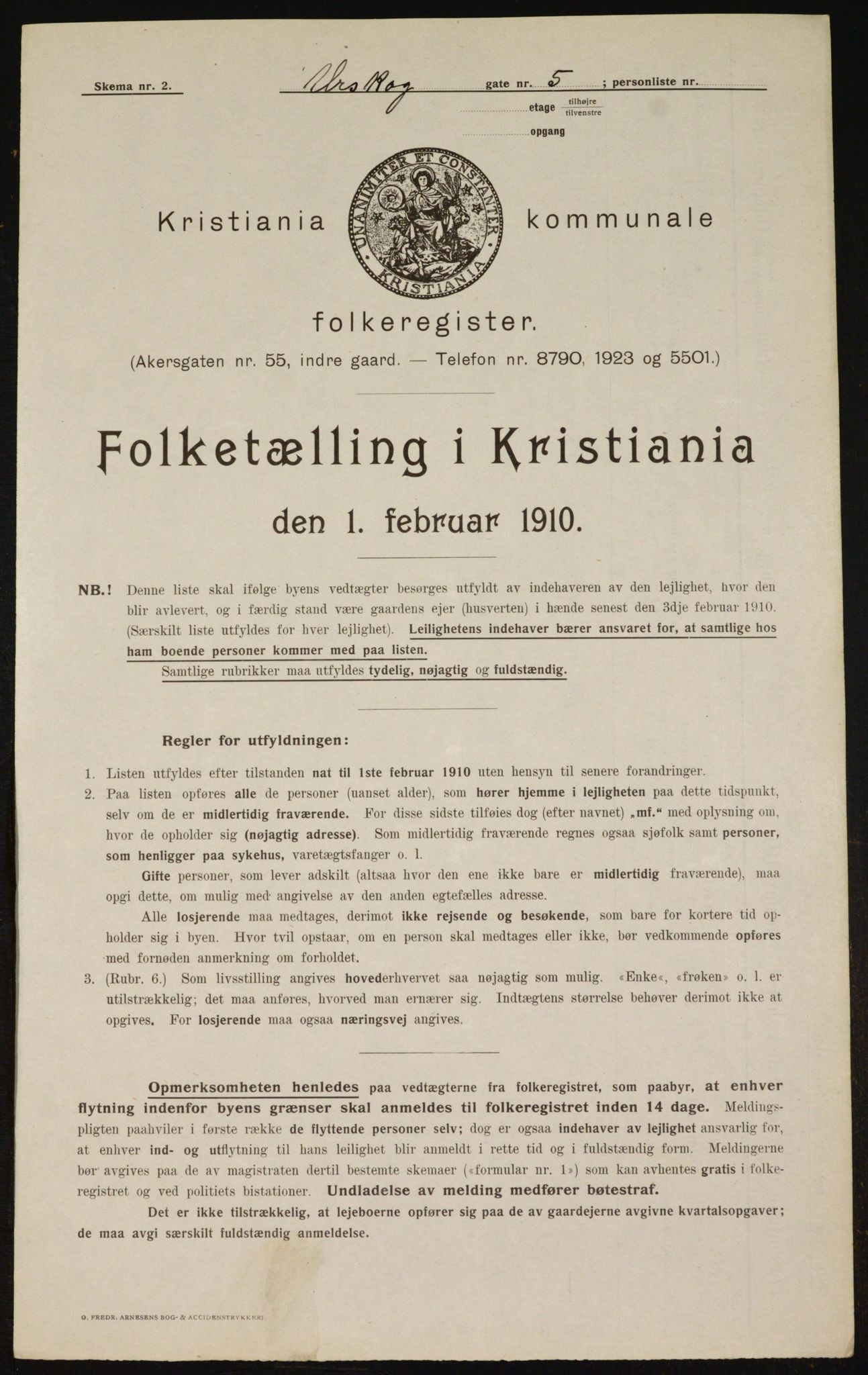 OBA, Municipal Census 1910 for Kristiania, 1910, p. 2456