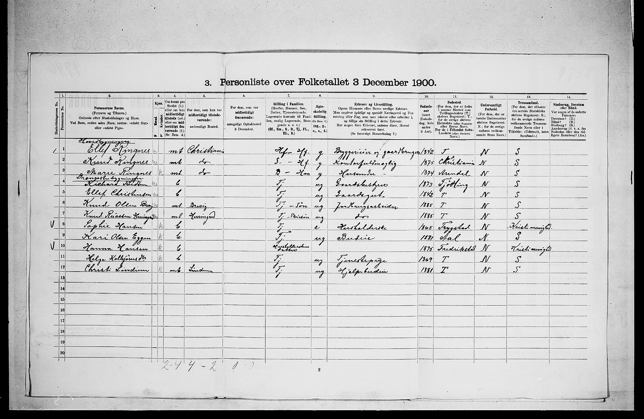 RA, 1900 census for Sigdal, 1900, p. 1374