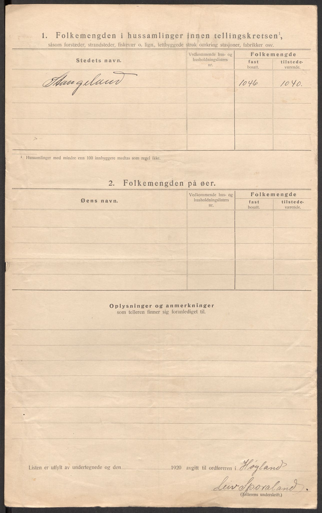 SAST, 1920 census for Høyland, 1920, p. 56