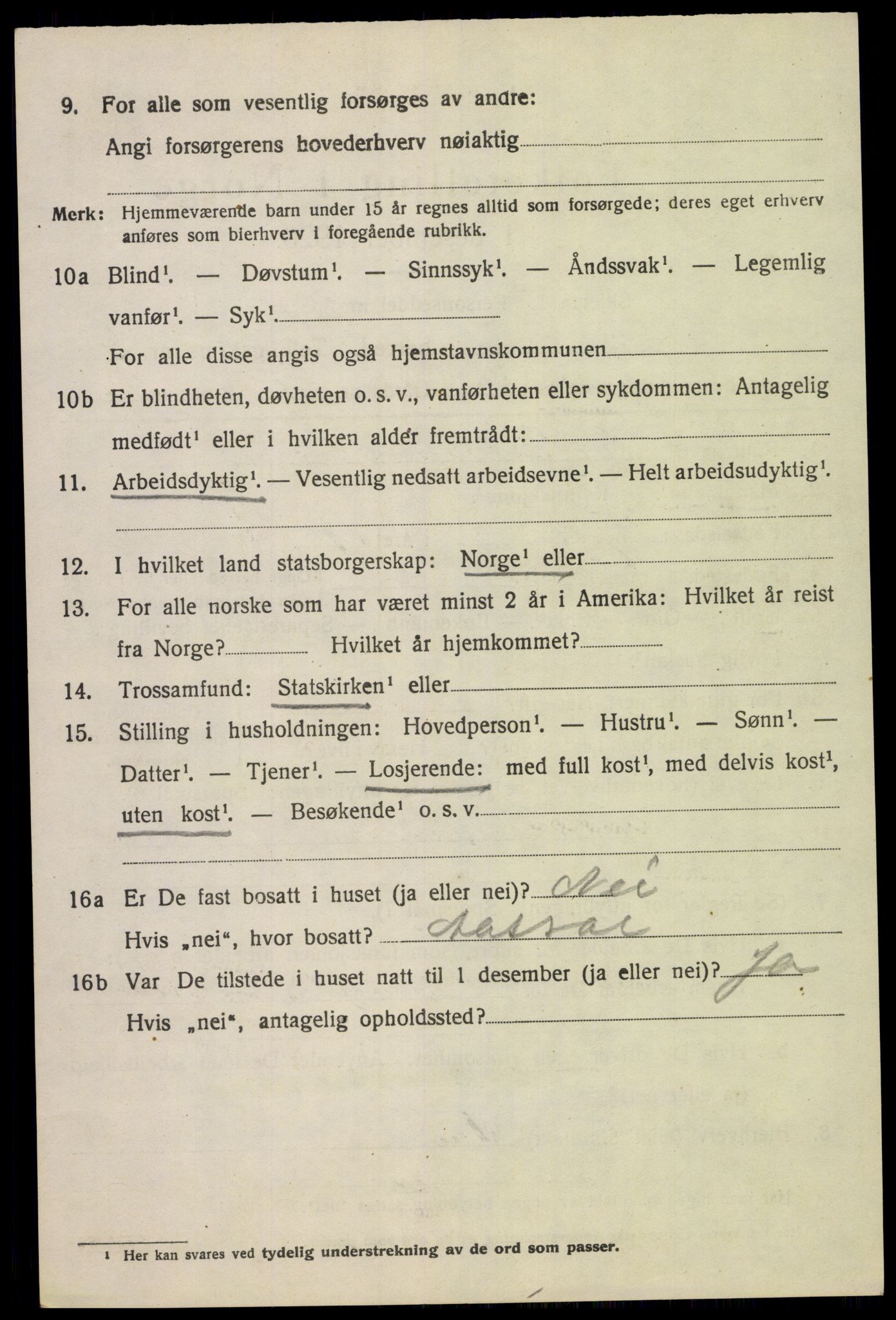 SAK, 1920 census for Åseral, 1920, p. 1169