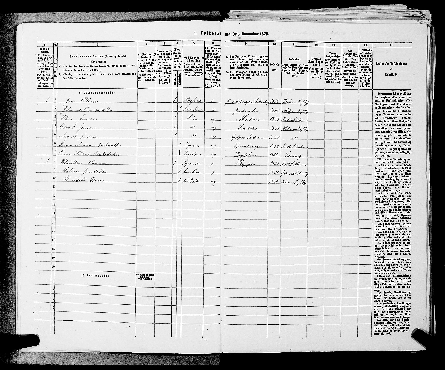 SAKO, 1875 census for 0727P Hedrum, 1875, p. 715