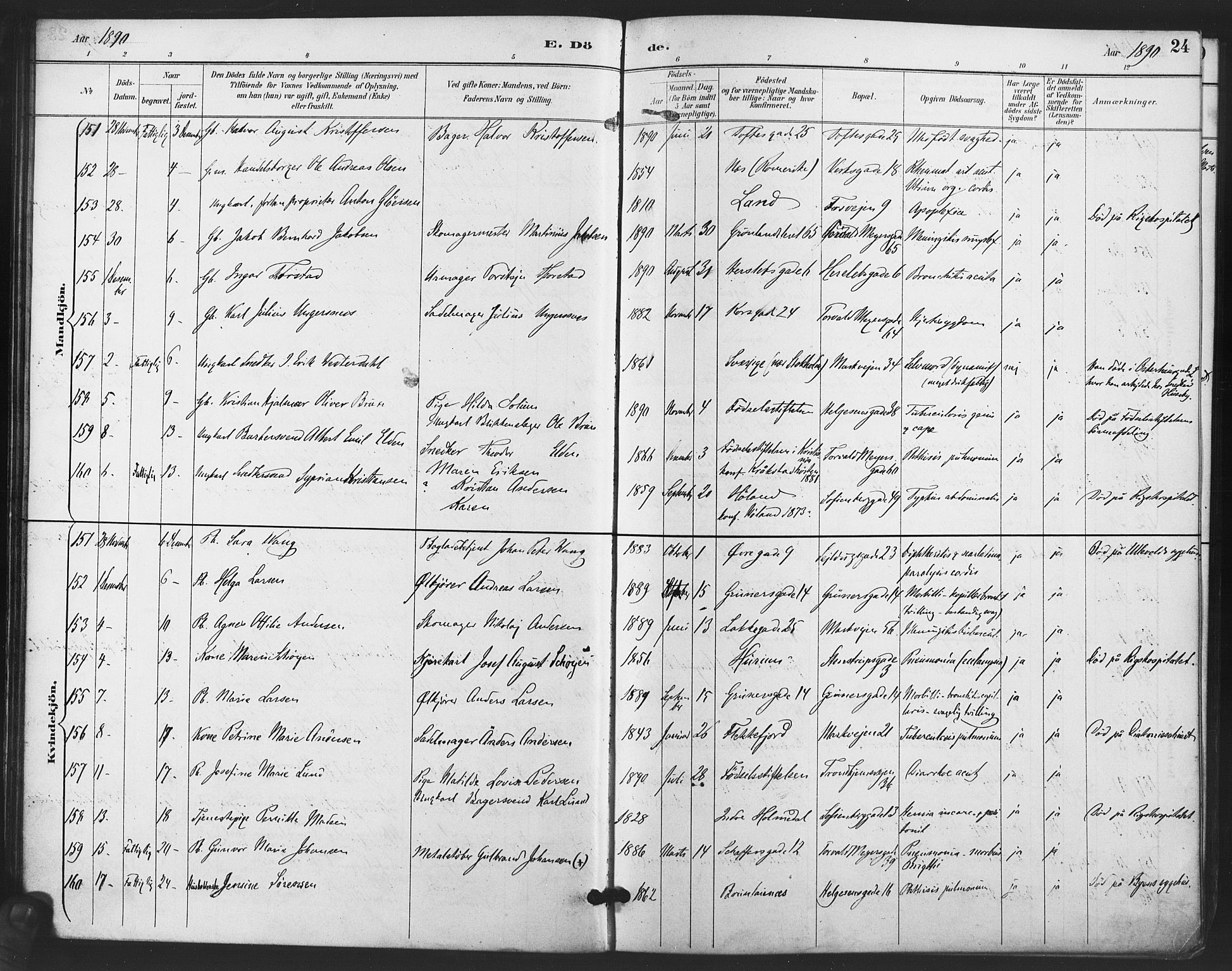 Paulus prestekontor Kirkebøker, AV/SAO-A-10871/F/Fa/L0011: Parish register (official) no. 11, 1889-1897, p. 24