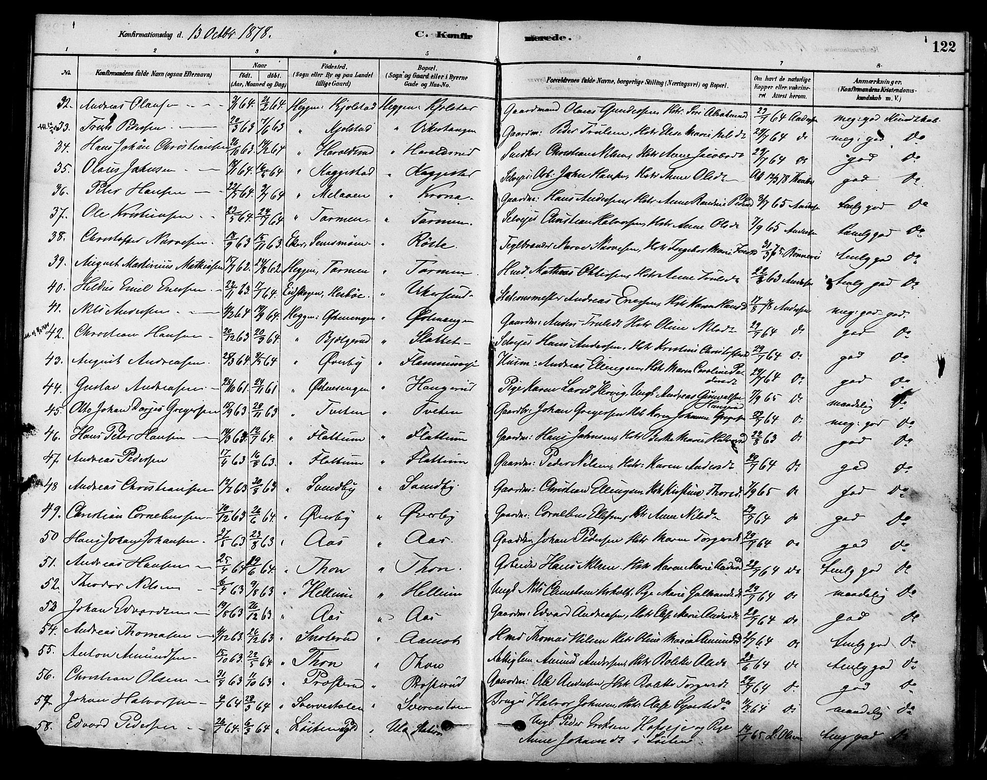 Modum kirkebøker, SAKO/A-234/F/Fa/L0011: Parish register (official) no. 11, 1877-1889, p. 122