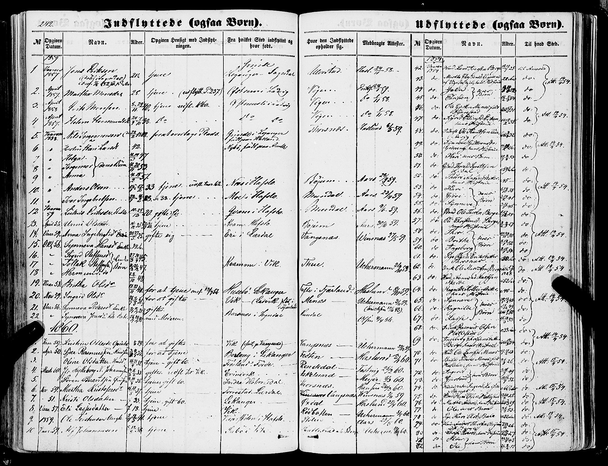 Balestrand sokneprestembete, SAB/A-79601/H/Haa/Haaa/L0002: Parish register (official) no. A 2, 1847-1866, p. 242