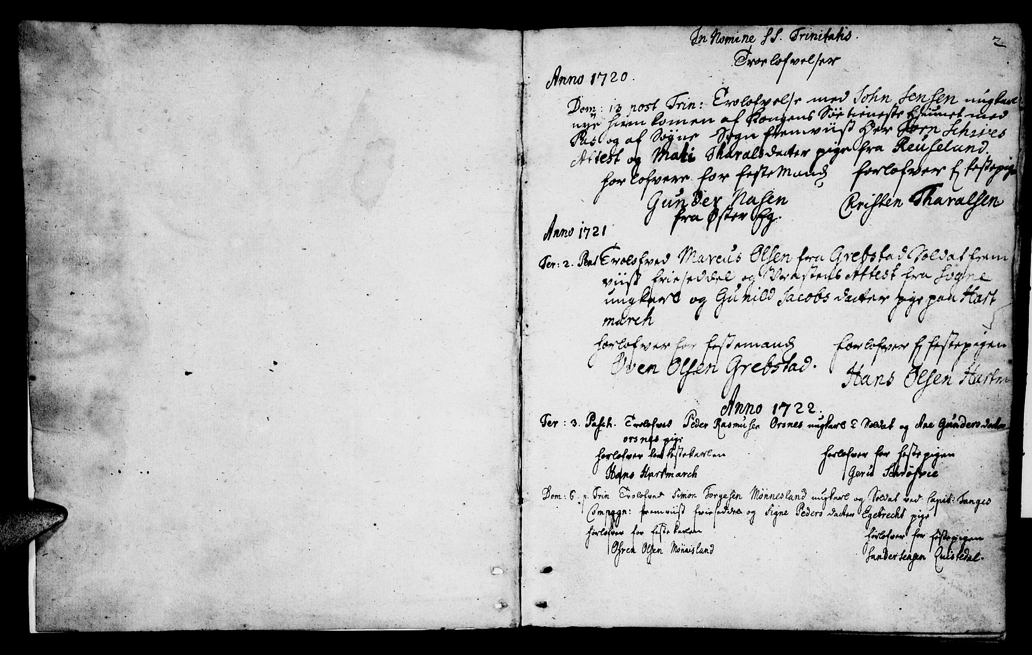 Mandal sokneprestkontor, SAK/1111-0030/F/Fa/Fab/L0001: Parish register (official) no. A 1, 1720-1793, p. 2