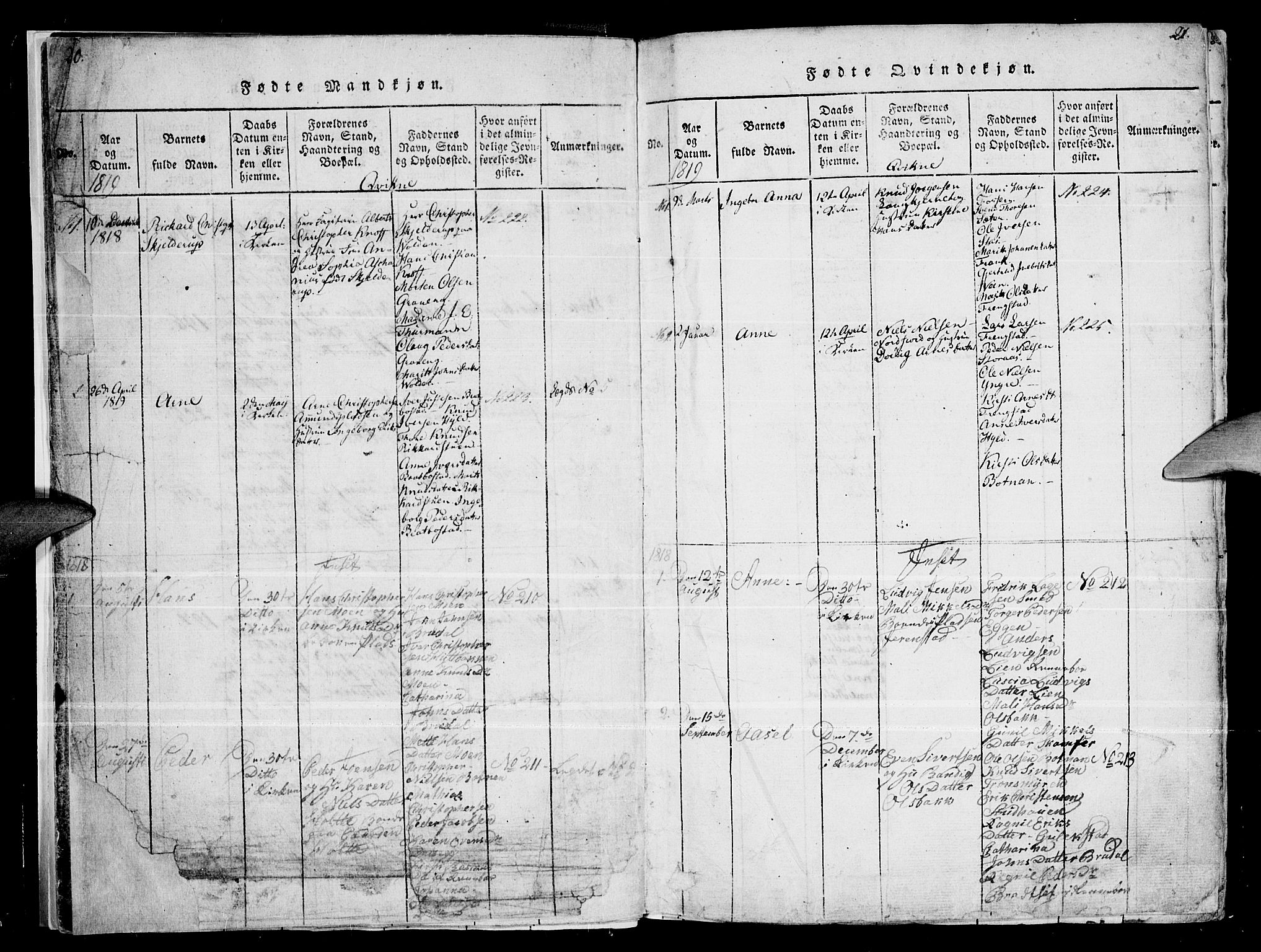 Kvikne prestekontor, SAH/PREST-064/H/Ha/Haa/L0004: Parish register (official) no. 4, 1815-1840, p. 20-21