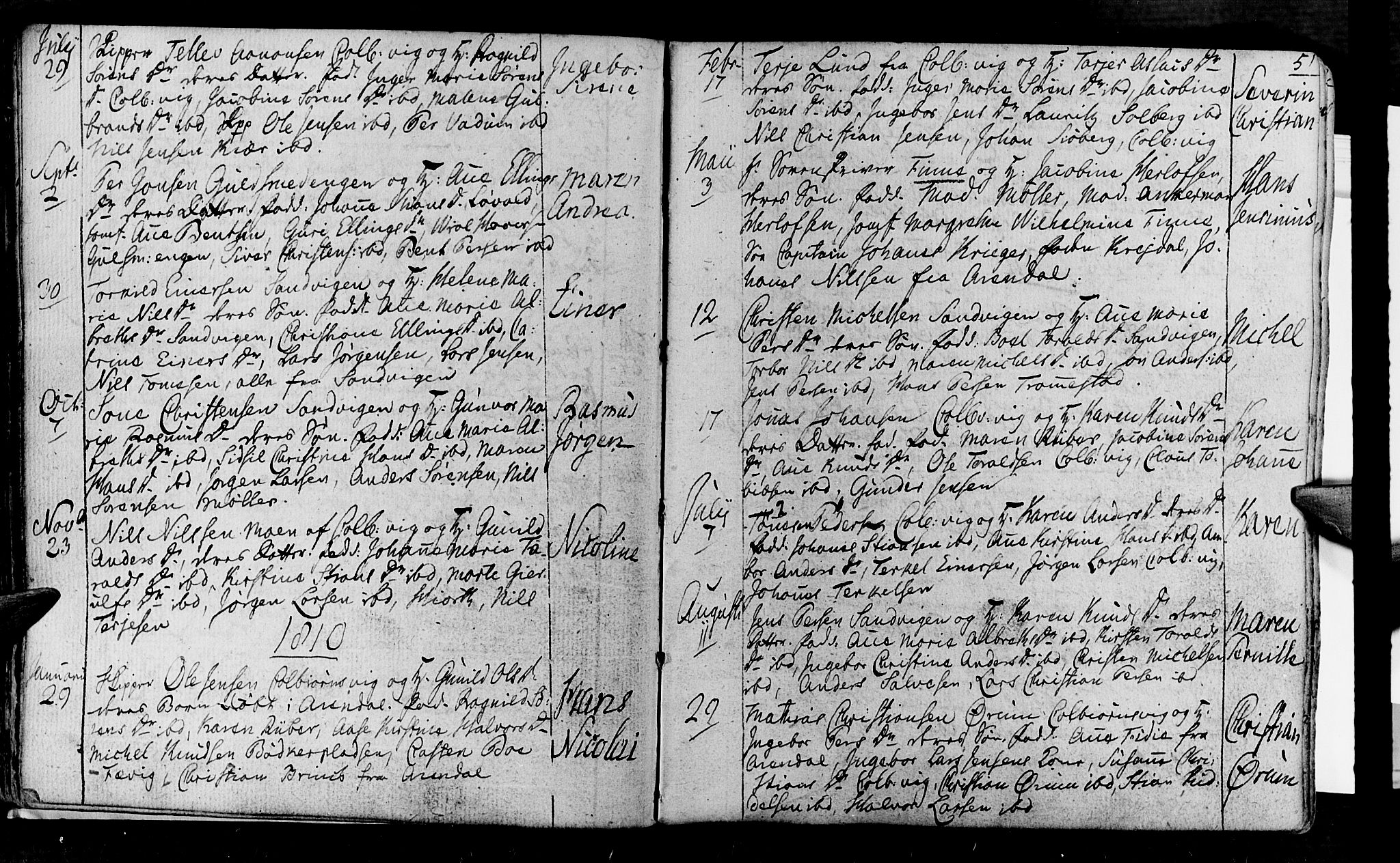 Øyestad sokneprestkontor, AV/SAK-1111-0049/F/Fa/L0011: Parish register (official) no. A 11, 1805-1824, p. 51