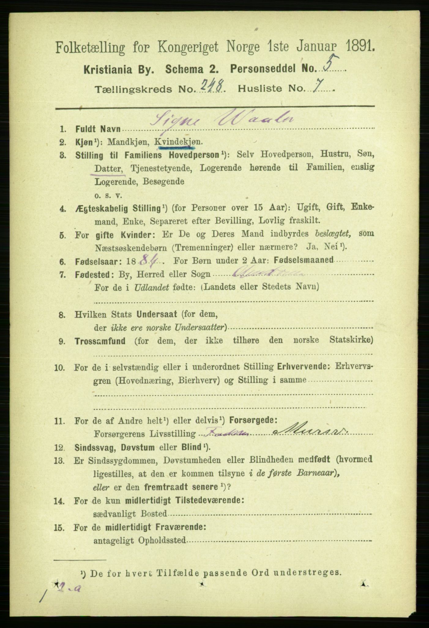 RA, 1891 census for 0301 Kristiania, 1891, p. 151304