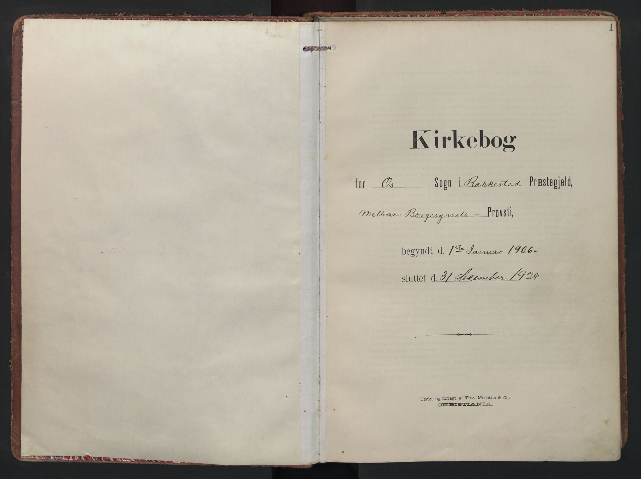 Rakkestad prestekontor Kirkebøker, SAO/A-2008/F/Fc/L0002: Parish register (official) no. III 2, 1906-1928, p. 0-1