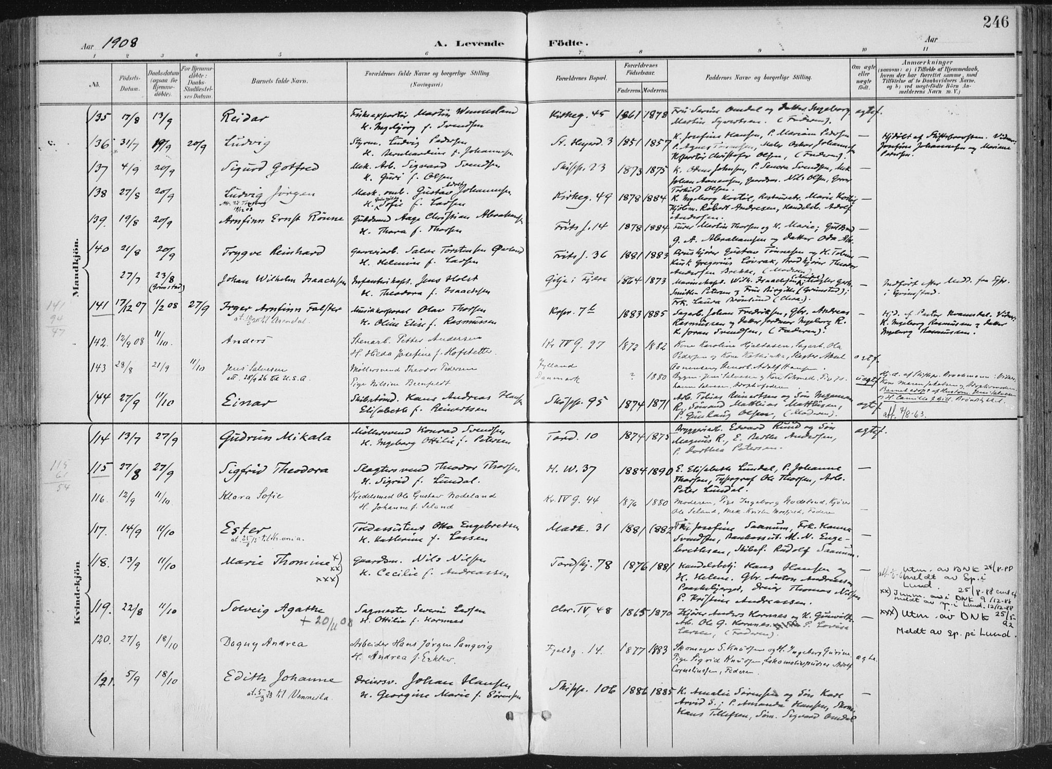 Kristiansand domprosti, SAK/1112-0006/F/Fa/L0021: Parish register (official) no. A 20, 1898-1908, p. 246