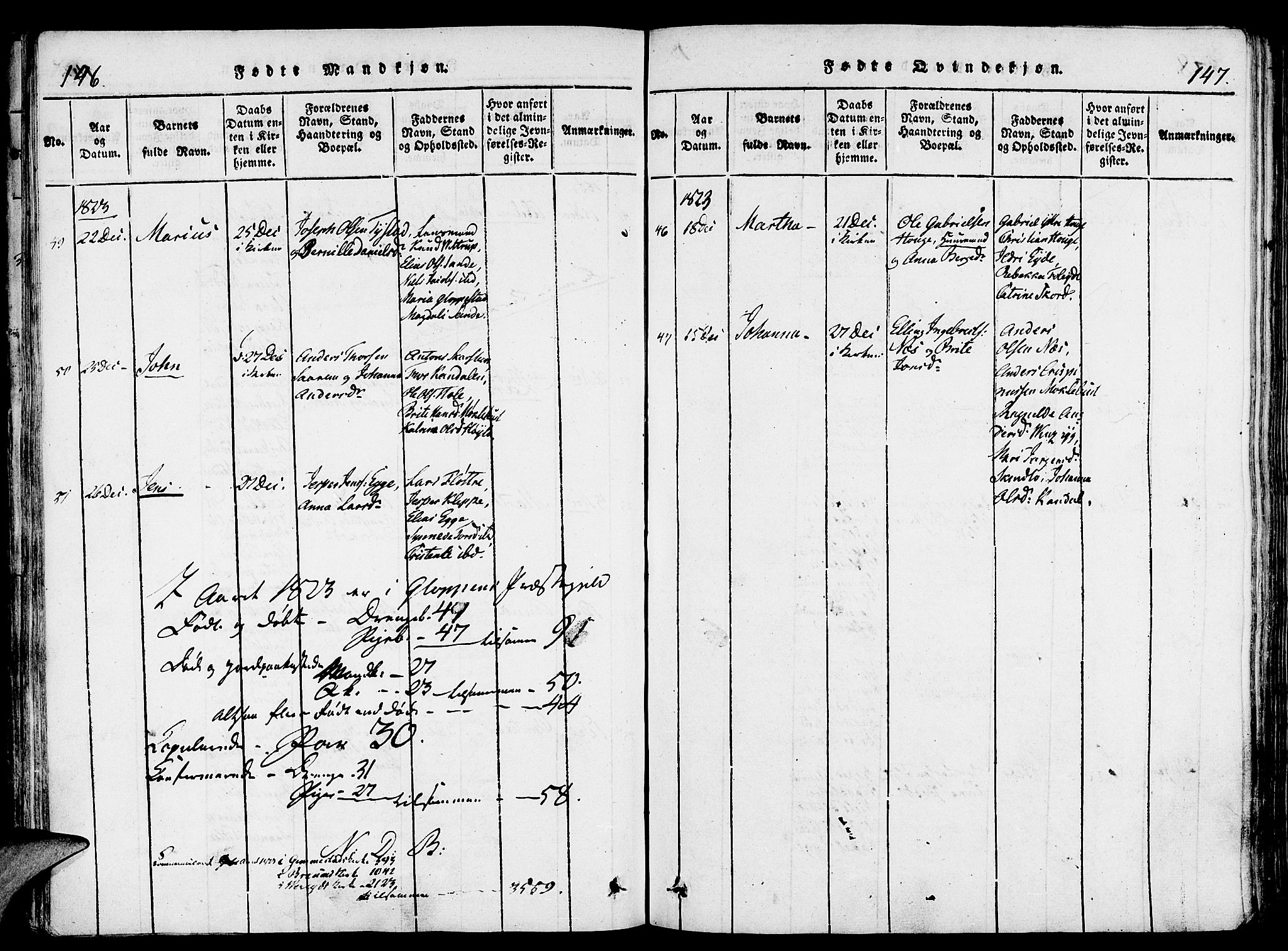 Gloppen sokneprestembete, SAB/A-80101/H/Haa/Haaa/L0006: Parish register (official) no. A 6, 1816-1826, p. 146-147