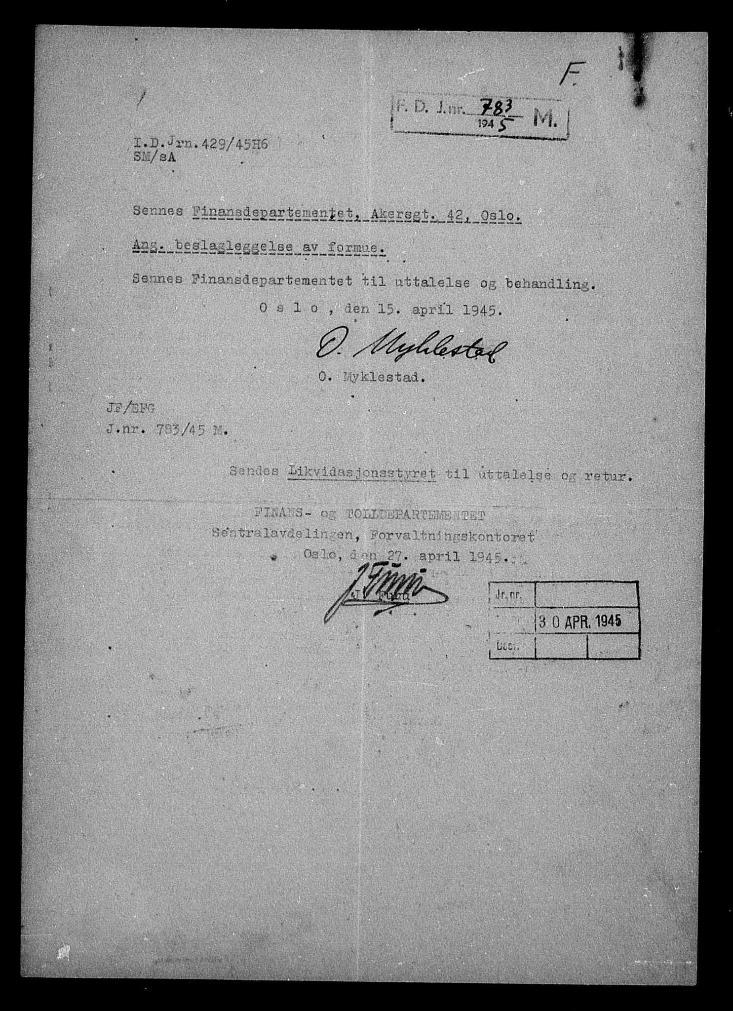 Justisdepartementet, Tilbakeføringskontoret for inndratte formuer, AV/RA-S-1564/H/Hc/Hca/L0902: --, 1945-1947, p. 613