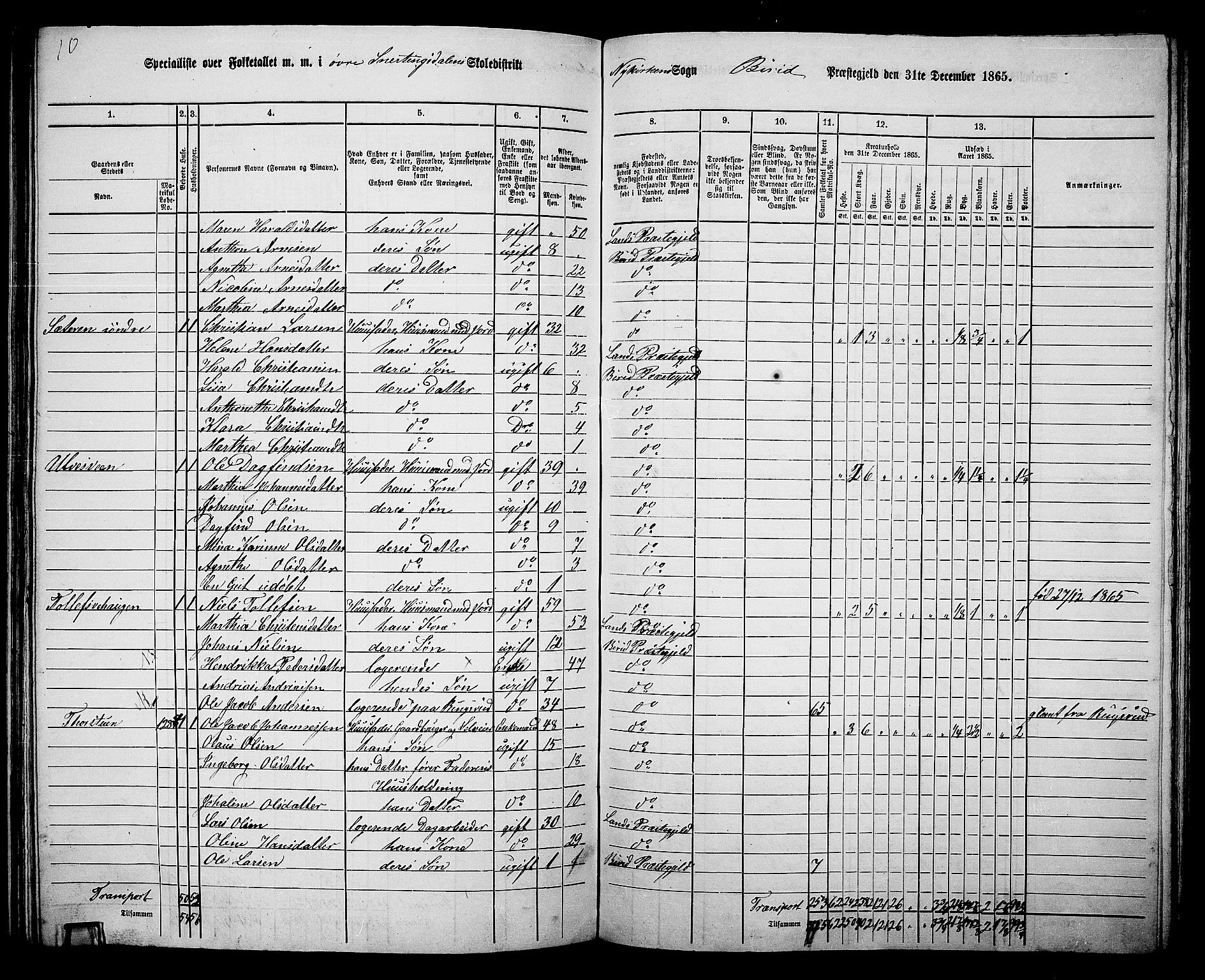 RA, 1865 census for Biri, 1865, p. 126