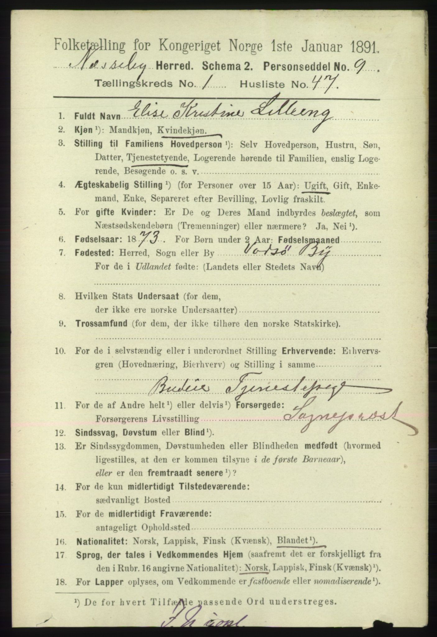 RA, 1891 census for 2027 Nesseby, 1891, p. 365