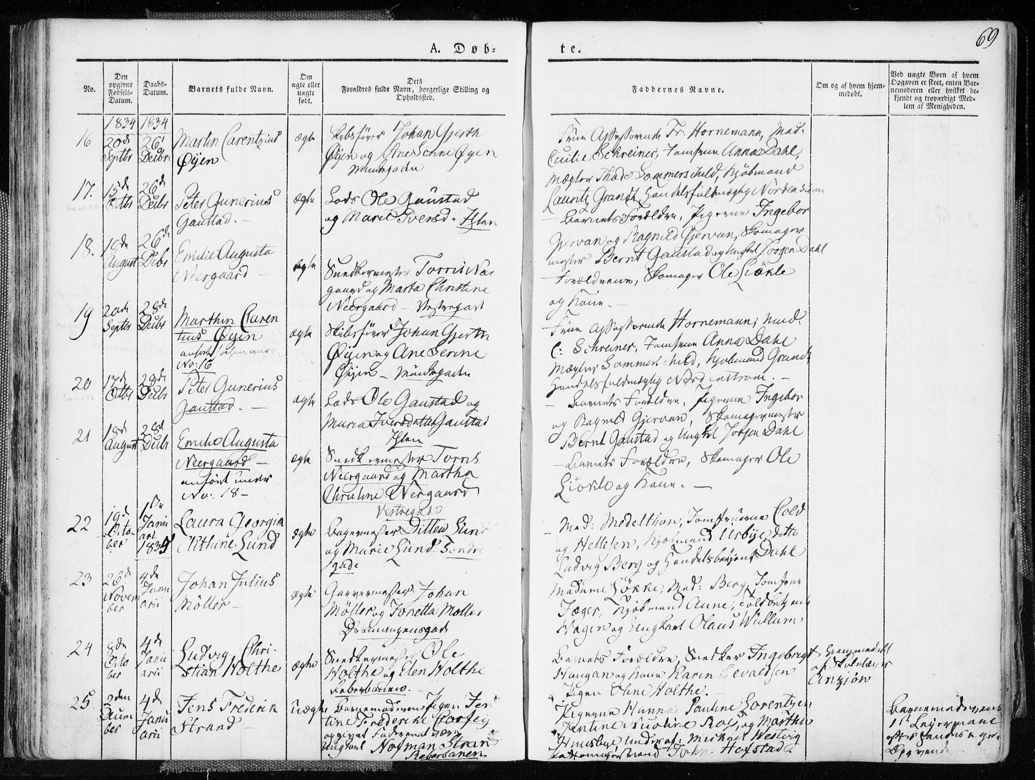 Ministerialprotokoller, klokkerbøker og fødselsregistre - Sør-Trøndelag, SAT/A-1456/601/L0047: Parish register (official) no. 601A15, 1831-1839, p. 69