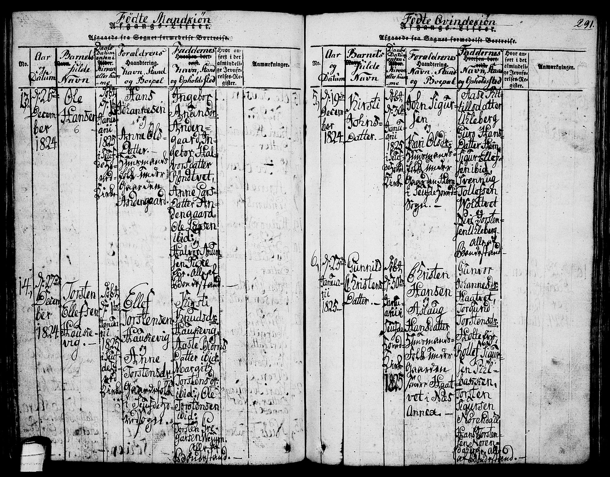 Sauherad kirkebøker, AV/SAKO-A-298/G/Ga/L0001: Parish register (copy) no. I 1, 1815-1827, p. 291