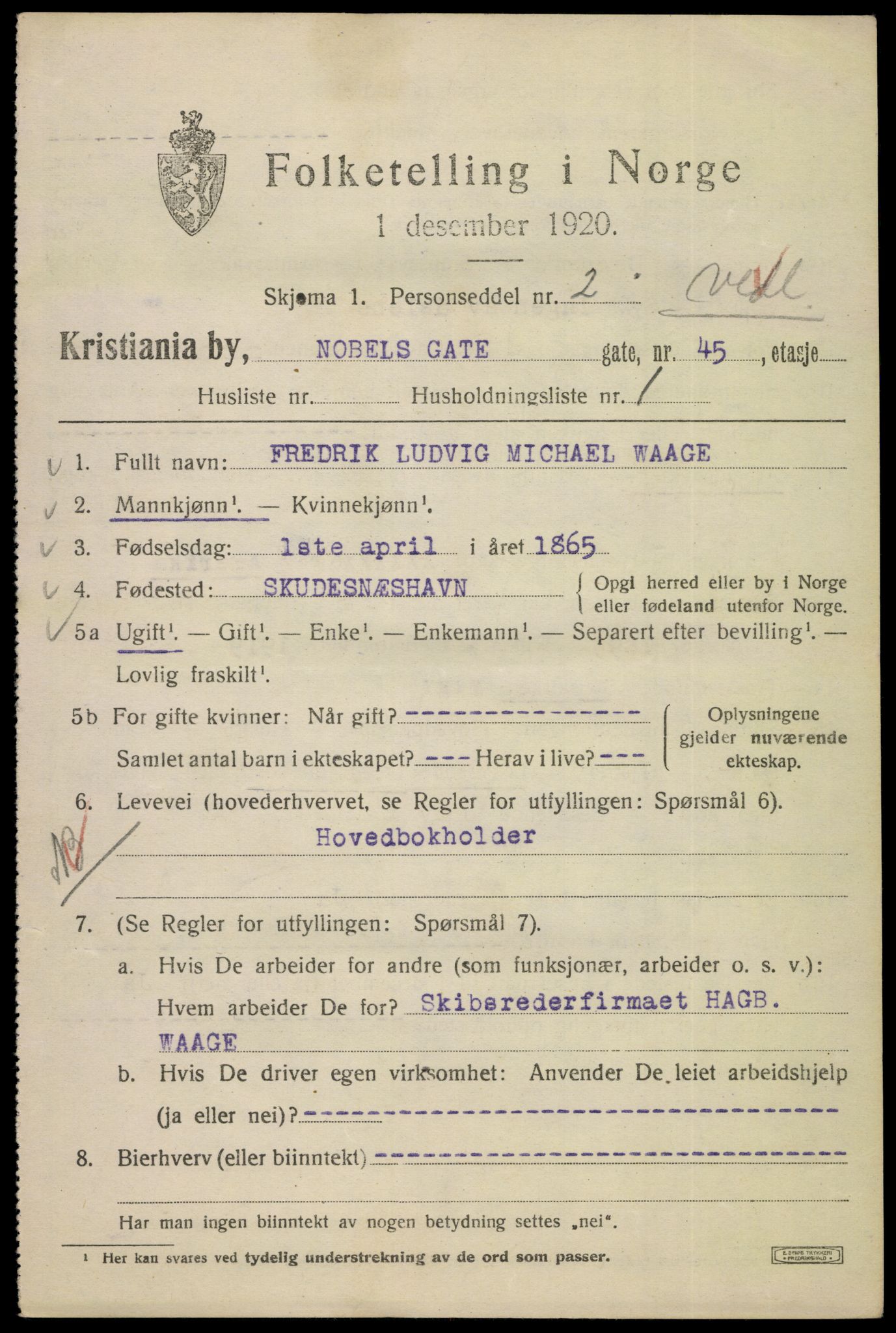 SAO, 1920 census for Kristiania, 1920, p. 418057