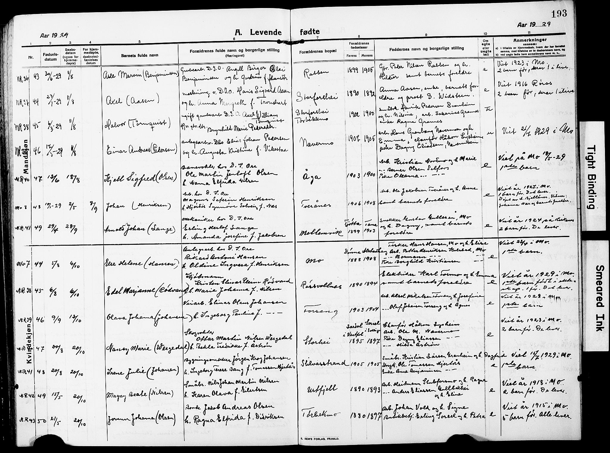 Ministerialprotokoller, klokkerbøker og fødselsregistre - Nordland, AV/SAT-A-1459/827/L0423: Parish register (copy) no. 827C12, 1912-1930, p. 193